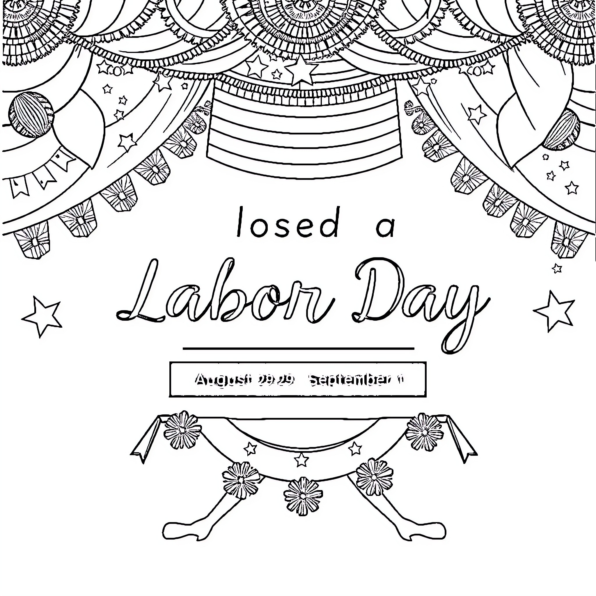 Gymnastics celebration for Labor Day Coloring Page (free black-and-white line drawing printable PDF for all, from beginners to advanced learners, including children, teens, adults, and seniors)