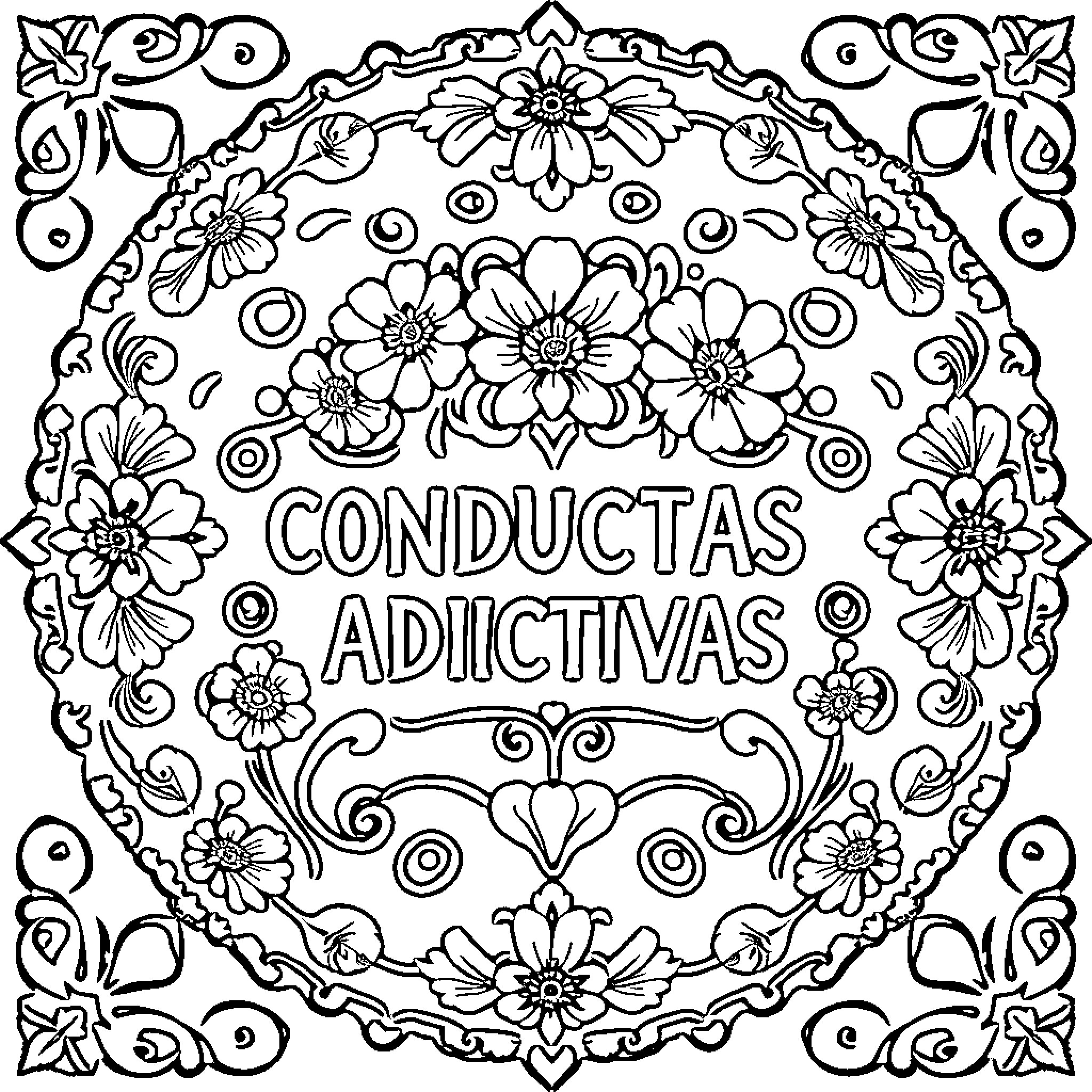 Papel Picado Depicting Floral Patterns and Text Coloring Page (free black-and-white line drawing printable PDF for all, from beginners to advanced learners, including children, teens, adults, and seniors)