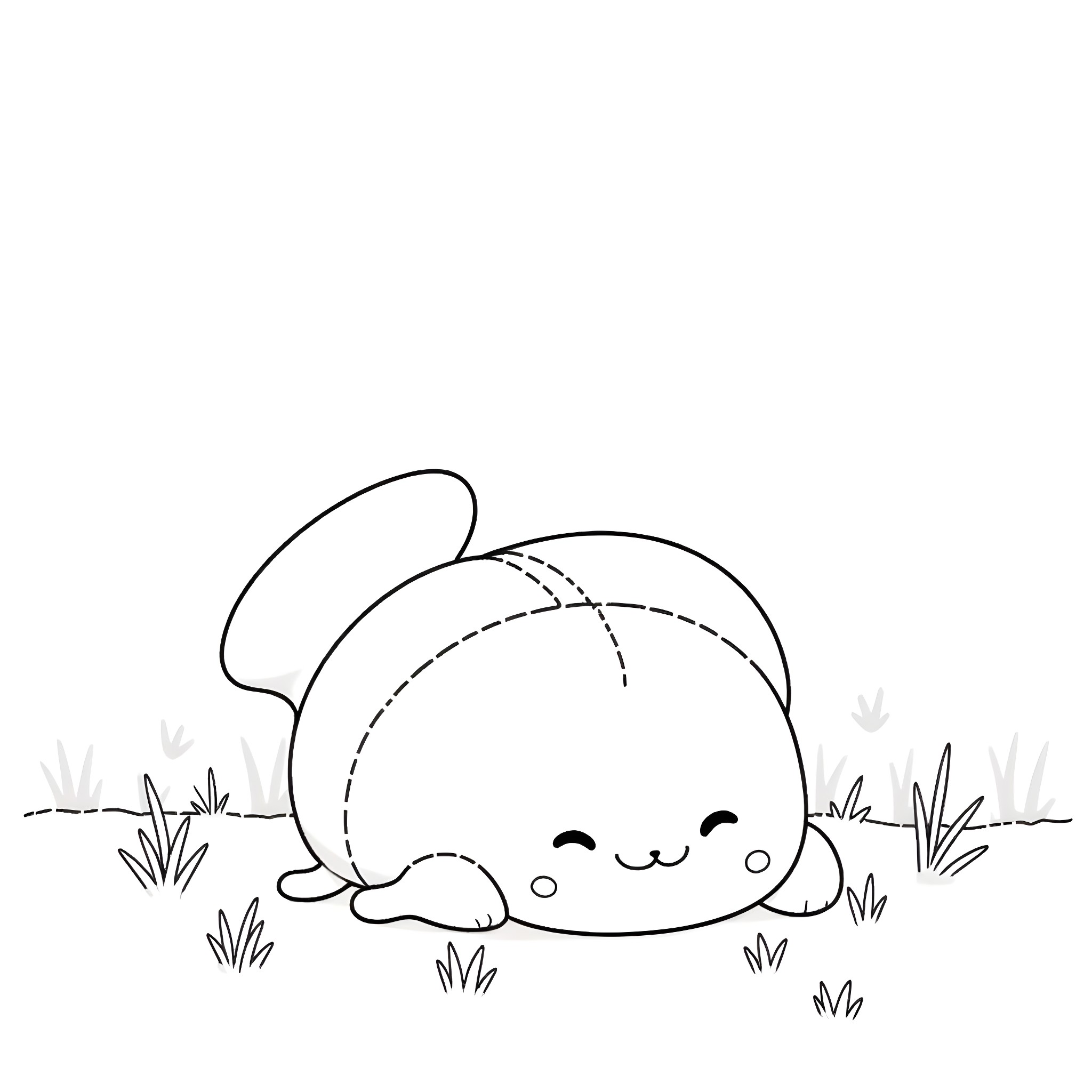 Slowpoke resting in the meadow Coloring Page (free black-and-white line drawing printable PDF for all, from beginners to advanced learners, including children, teens, adults, and seniors)