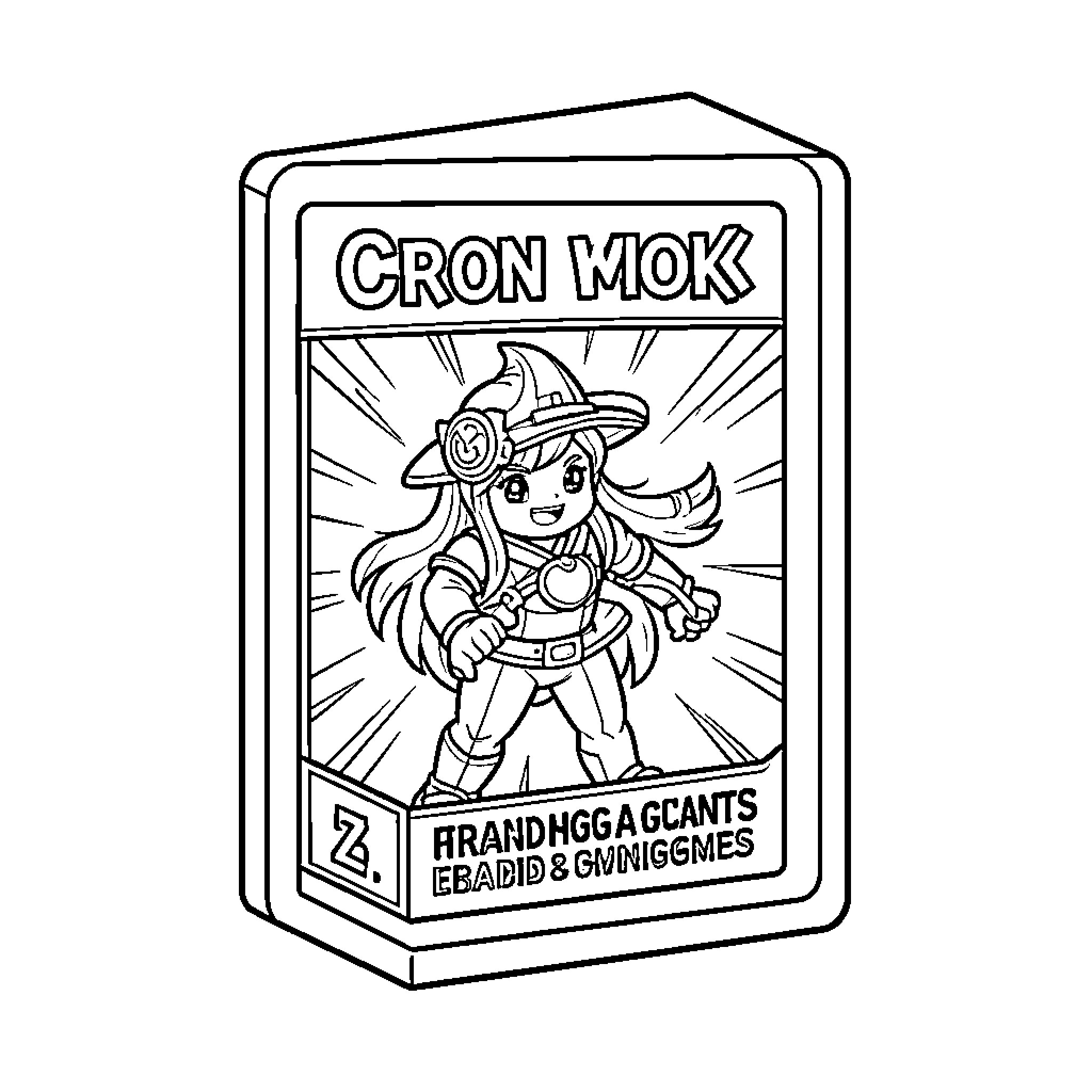 TCG Space Holder featuring a smiling young wizard character Coloring Page (free black-and-white line drawing printable PDF for all, from beginners to advanced learners, including children, teens, adults, and seniors)