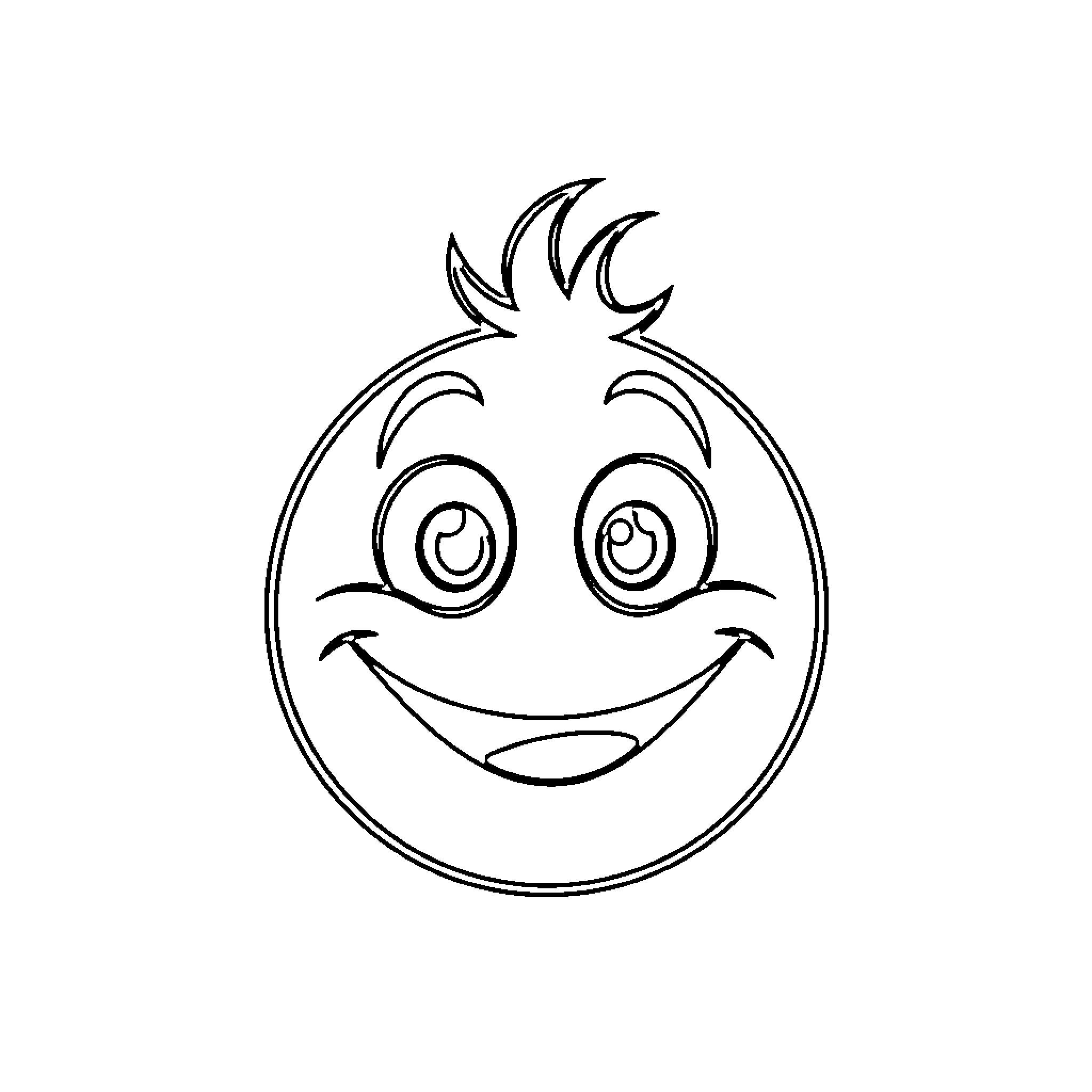 Smiley face with happy expression Coloring Page (free black-and-white line drawing printable PDF for all, from beginners to advanced learners, including children, teens, adults, and seniors)