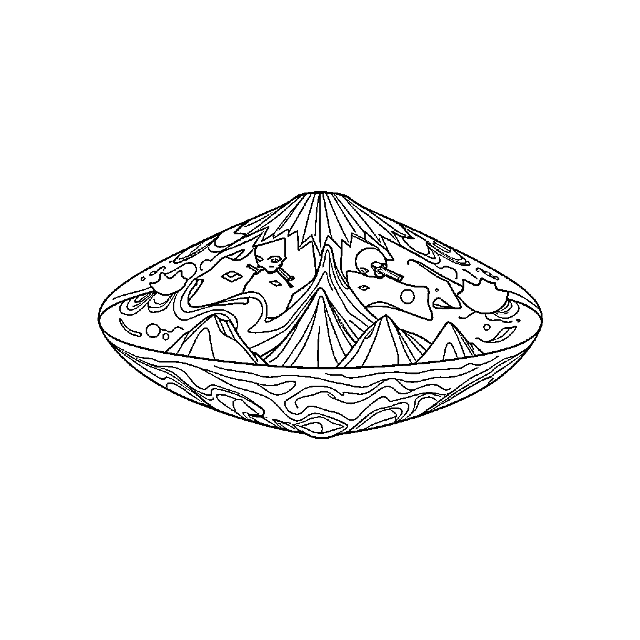 Atmosphere of Mysterious Landscapes Coloring Page (free black-and-white line drawing printable PDF for all, from beginners to advanced learners, including children, teens, adults, and seniors)