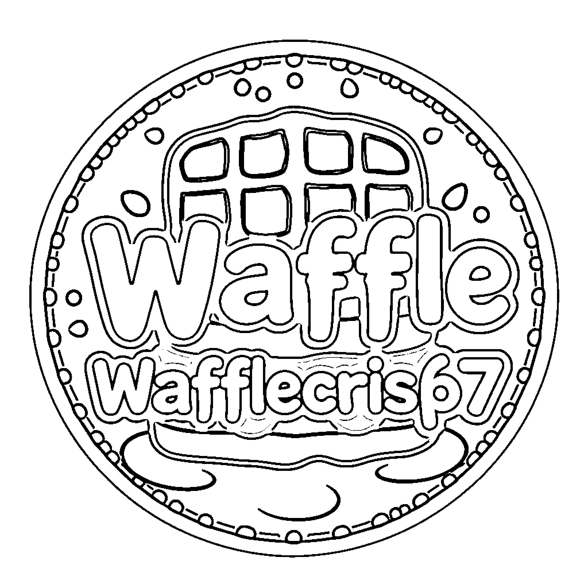 Logo for Waffle Wafflecrisy Coloring Page (free black-and-white line drawing printable PDF for all, from beginners to advanced learners, including children, teens, adults, and seniors)