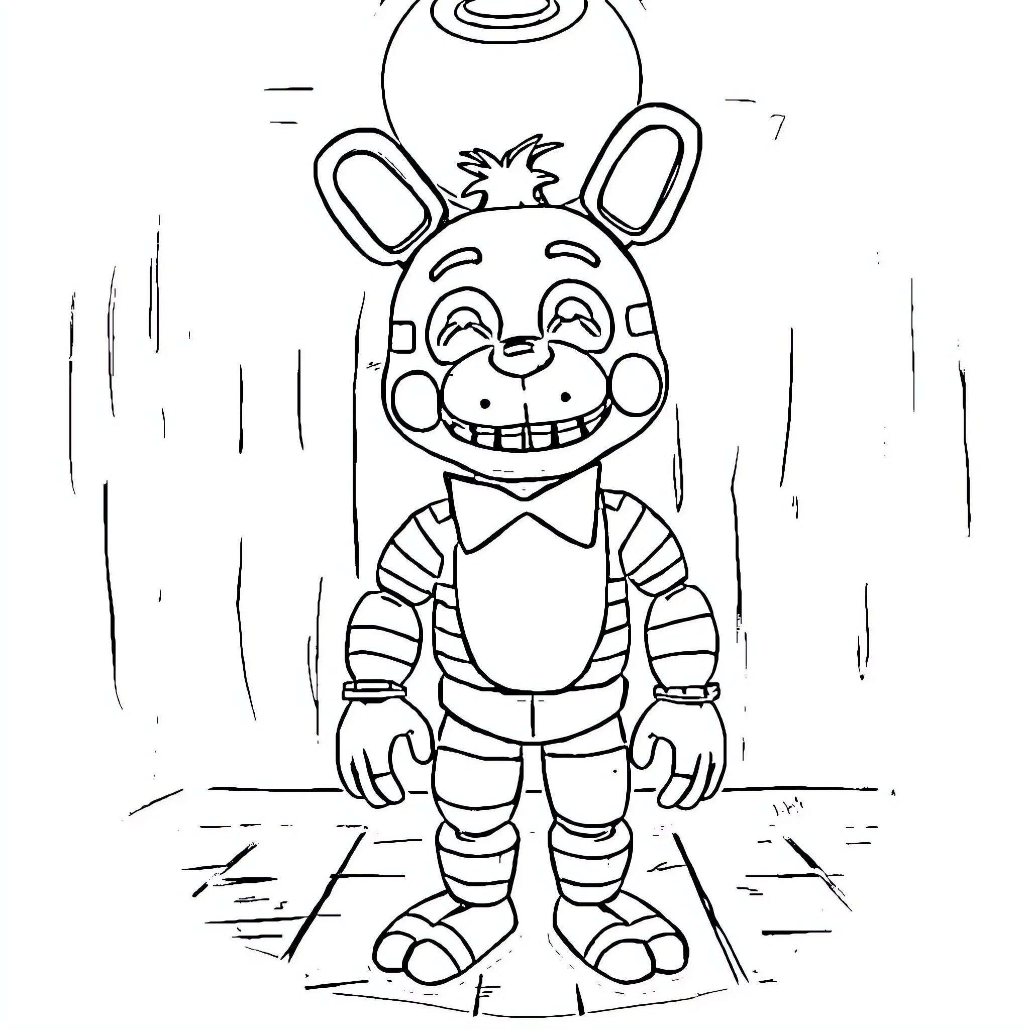 Puppet character in animated style Coloring Page (free black-and-white line drawing printable PDF for all, from beginners to advanced learners, including children, teens, adults, and seniors)