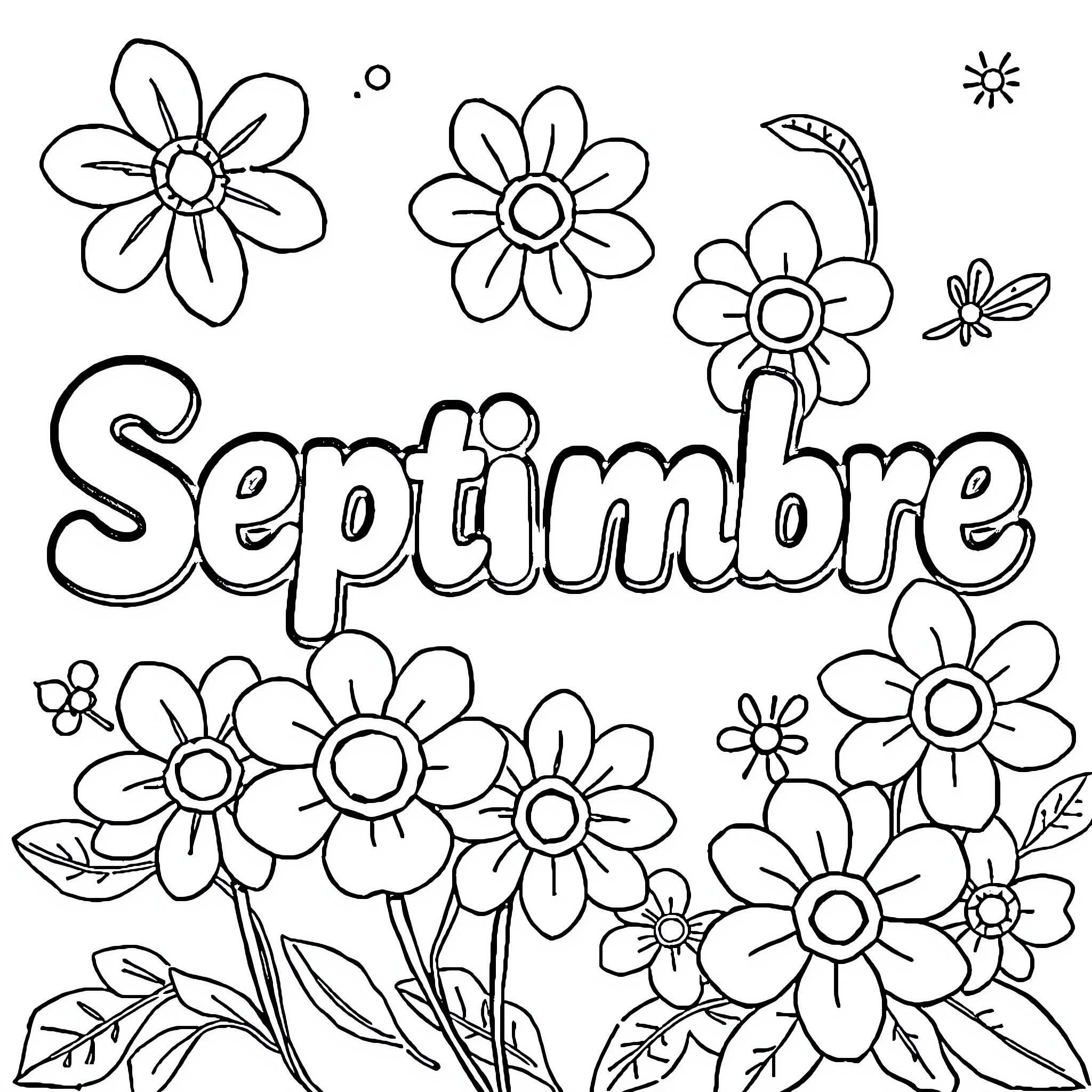 Letter with Flowers and Whimsical Nature Scenes Coloring Page (free black-and-white line drawing printable PDF for all, from beginners to advanced learners, including children, teens, adults, and seniors)