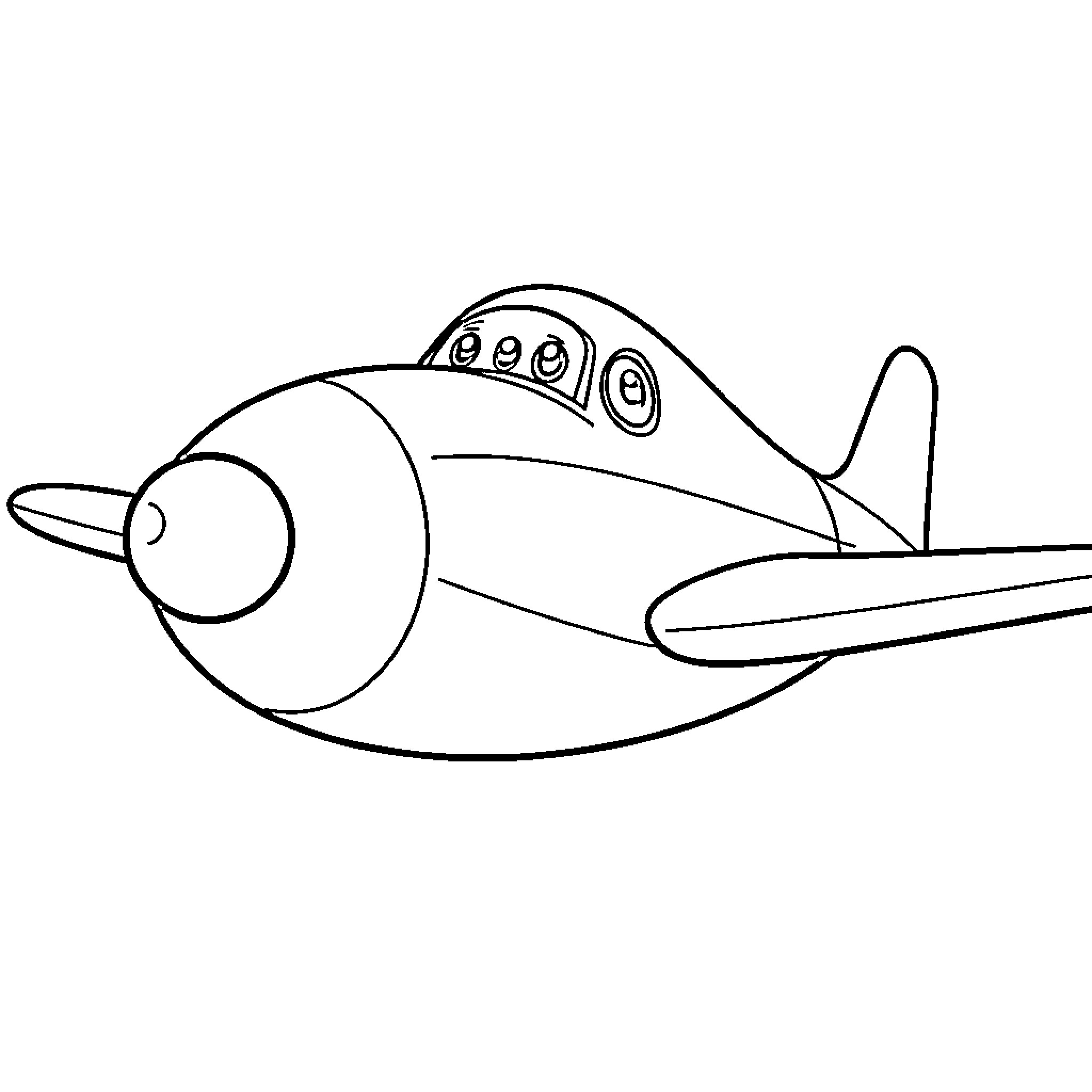 Funny Airplane with Silly Design Coloring Page (free black-and-white line drawing printable PDF for all, from beginners to advanced learners, including children, teens, adults, and seniors)