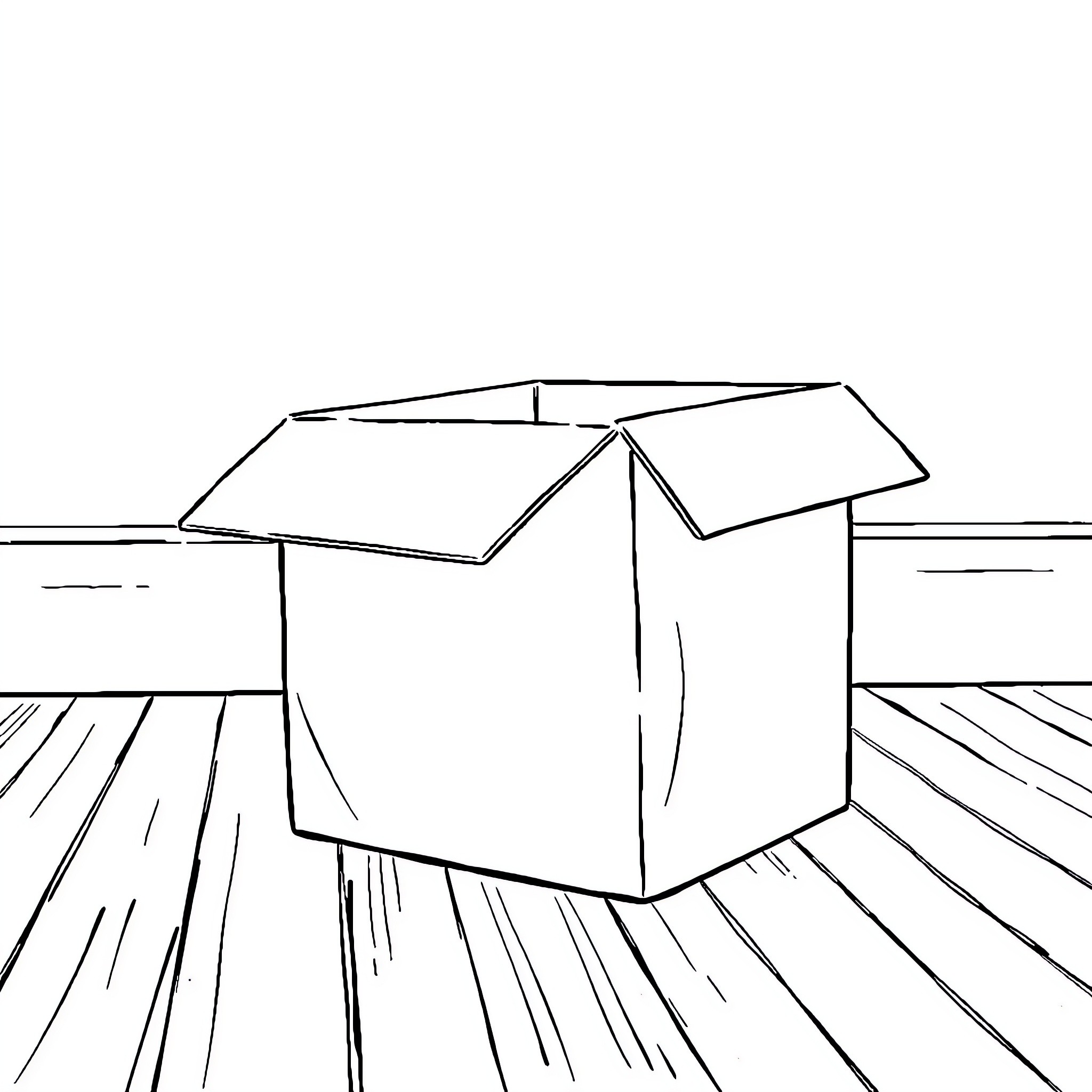 Box opening on the surface Coloring Page (free black-and-white line drawing printable PDF for all, from beginners to advanced learners, including children, teens, adults, and seniors)