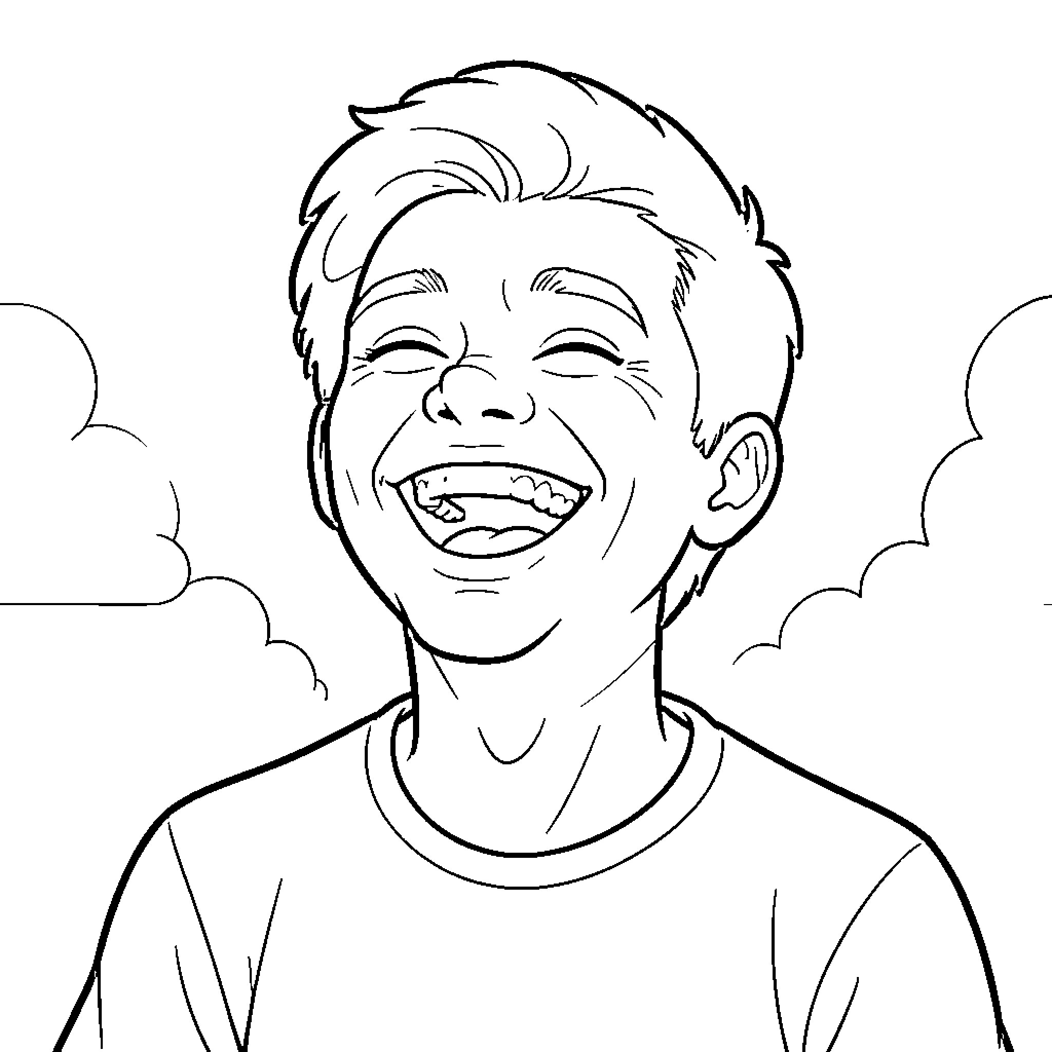 Grayson's Joyful Expression Coloring Page (free black-and-white line drawing printable PDF for all, from beginners to advanced learners, including children, teens, adults, and seniors)