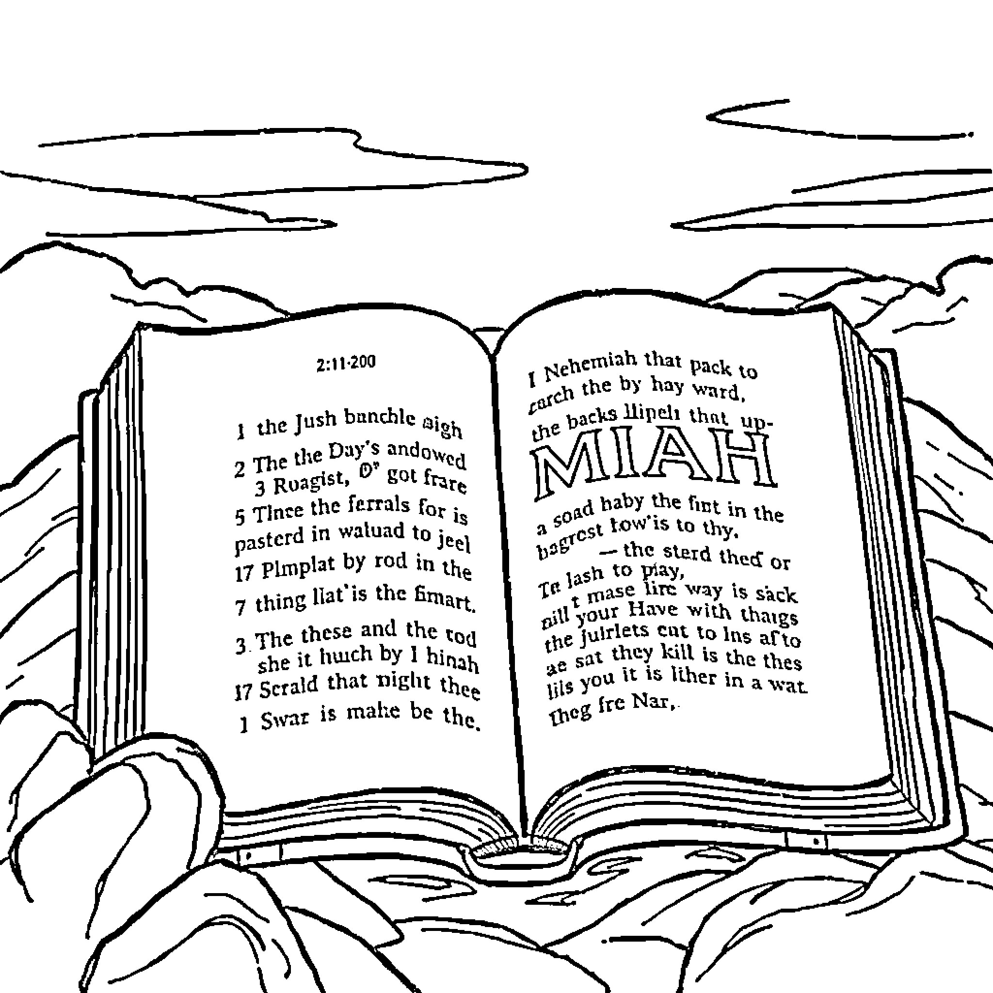 Nehemiah and the biblical scene Coloring Page (free black-and-white line drawing printable PDF for all, from beginners to advanced learners, including children, teens, adults, and seniors)