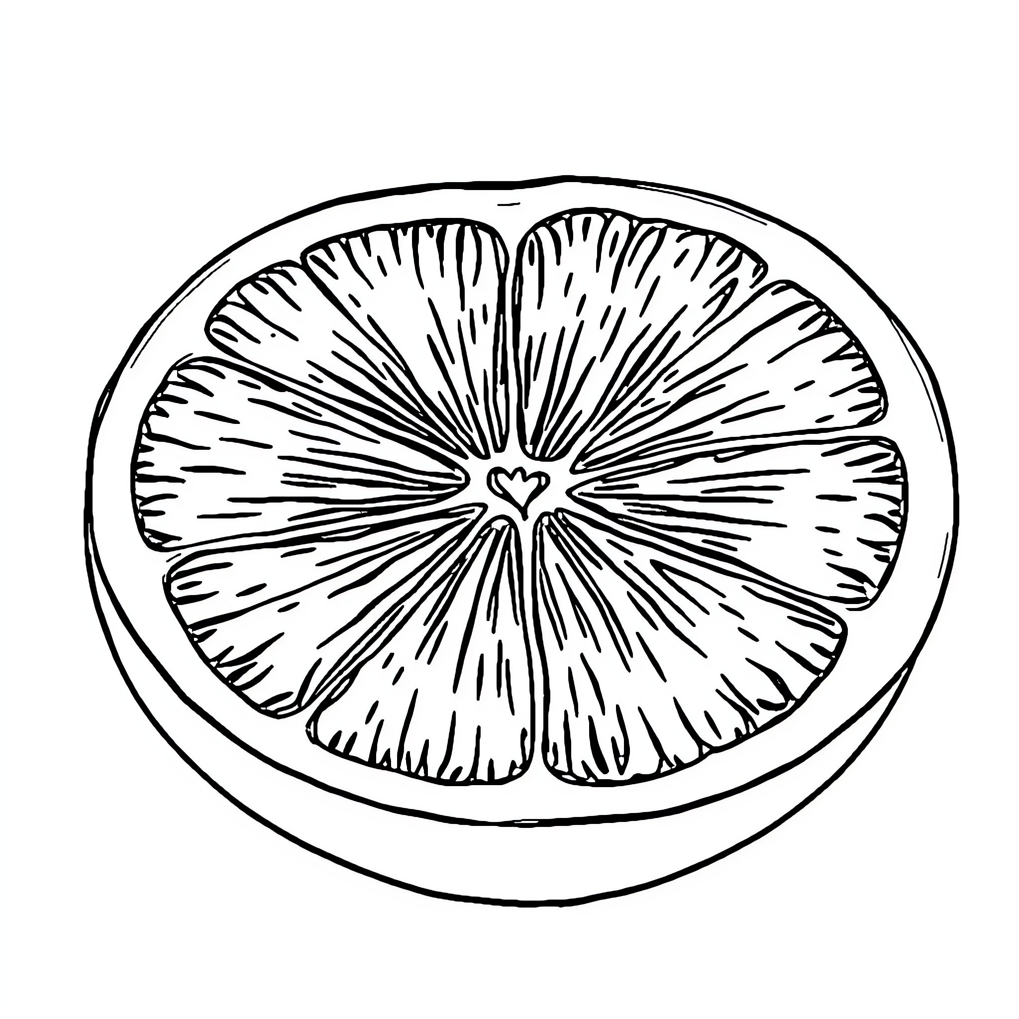 Orange slice with intricate patterns Coloring Page (free black-and-white line drawing printable PDF for all, from beginners to advanced learners, including children, teens, adults, and seniors)