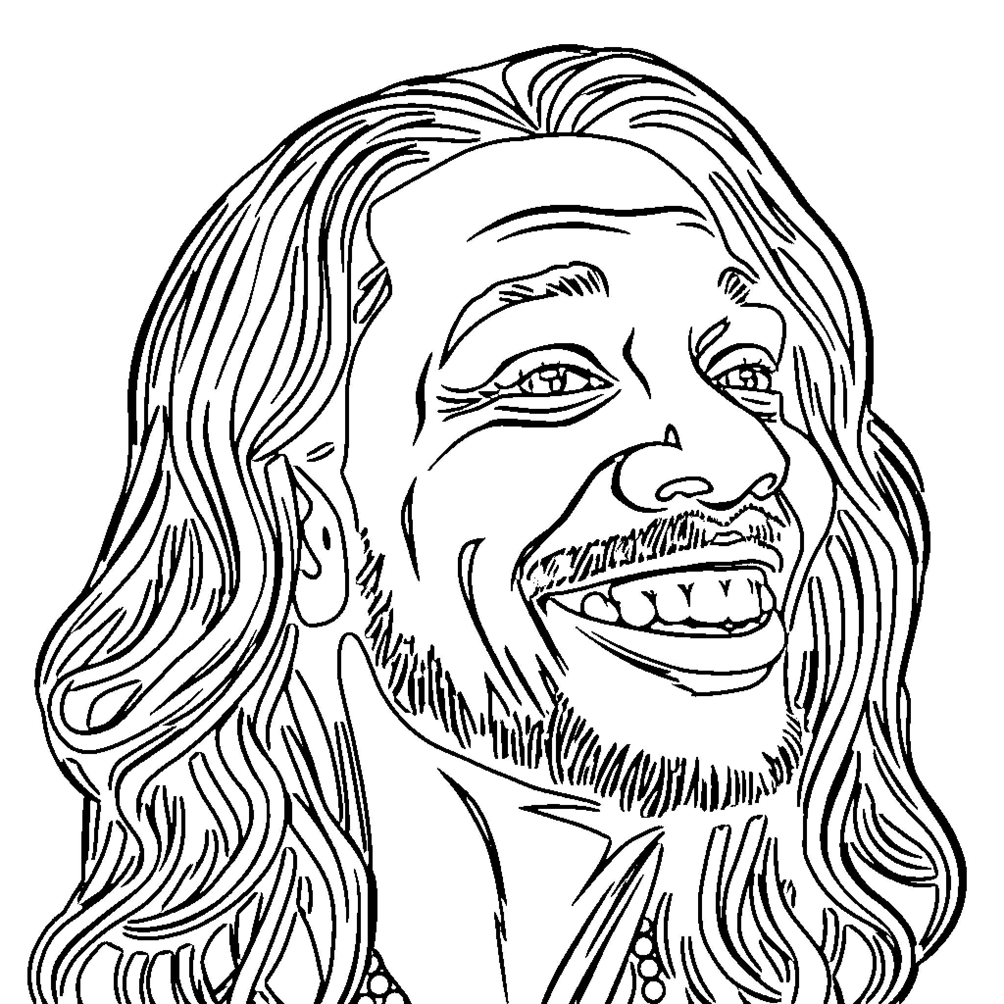 Doobie Edgewood's Joyful Expression Coloring Page (free black-and-white line drawing printable PDF for all, from beginners to advanced learners, including children, teens, adults, and seniors)