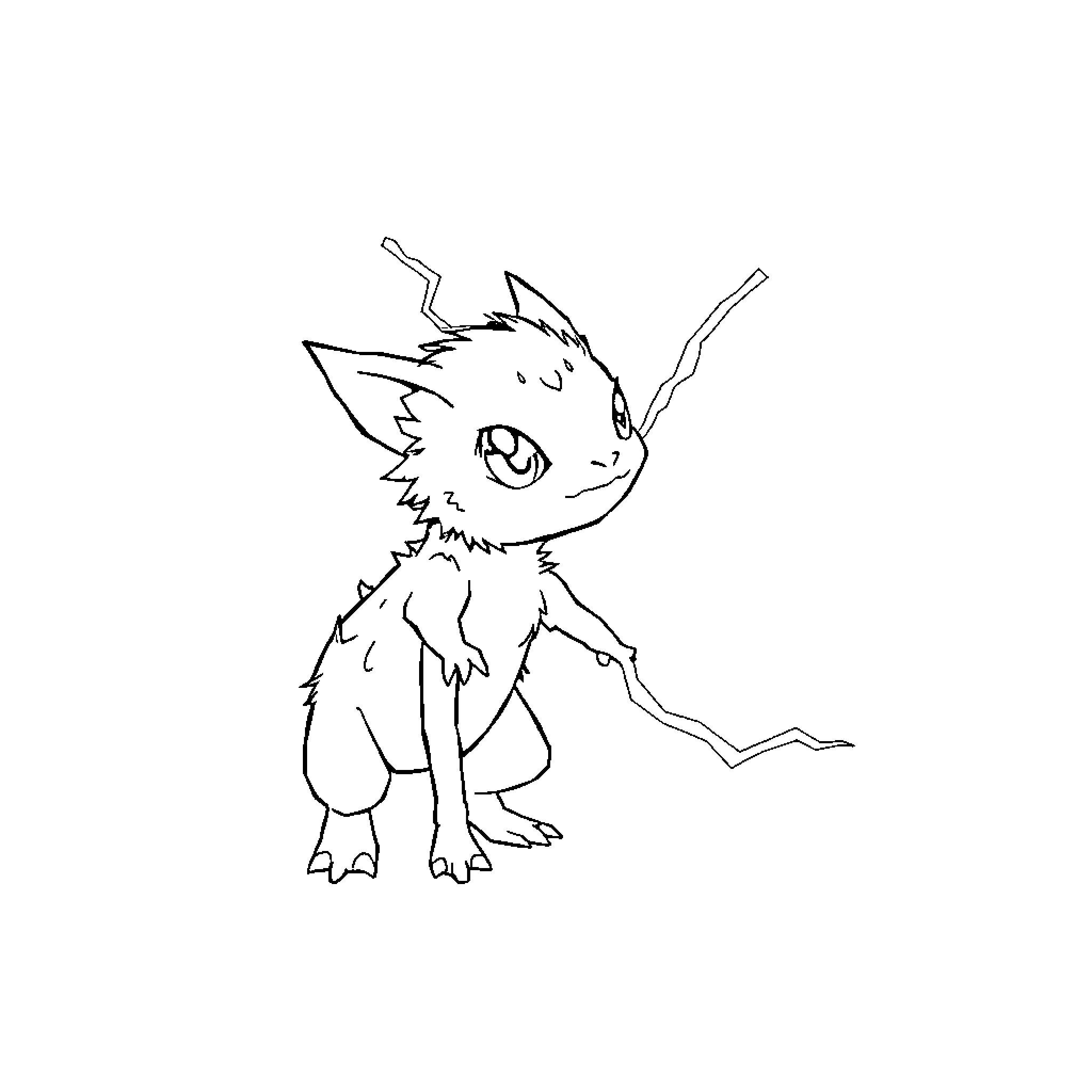 Lightning Creature Unleashing Electrical Powers Coloring Page (free black-and-white line drawing printable PDF for all, from beginners to advanced learners, including children, teens, adults, and seniors)