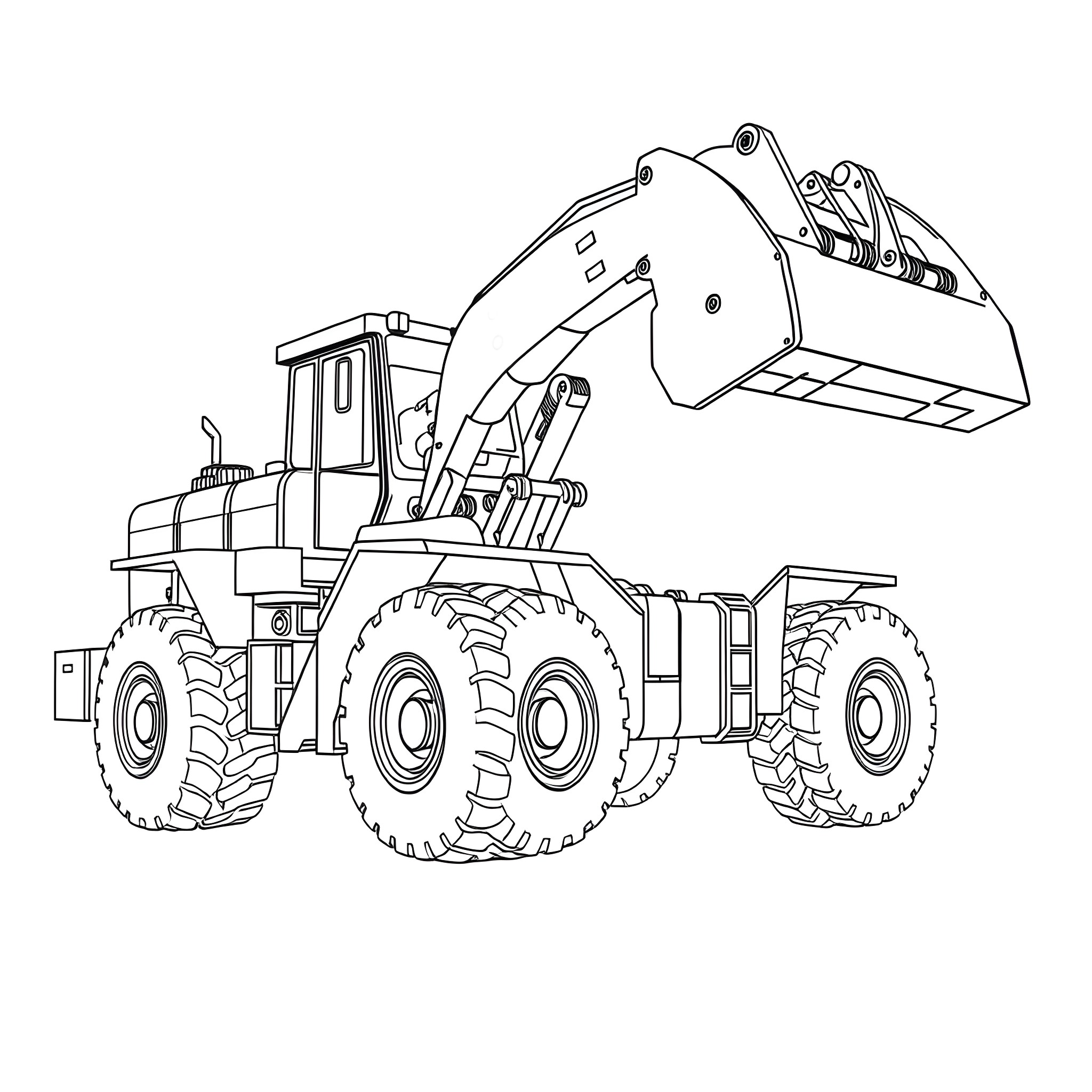 Knuckleboom Loader lifting heavy equipment Coloring Page (free black-and-white line drawing printable PDF for all, from beginners to advanced learners, including children, teens, adults, and seniors)