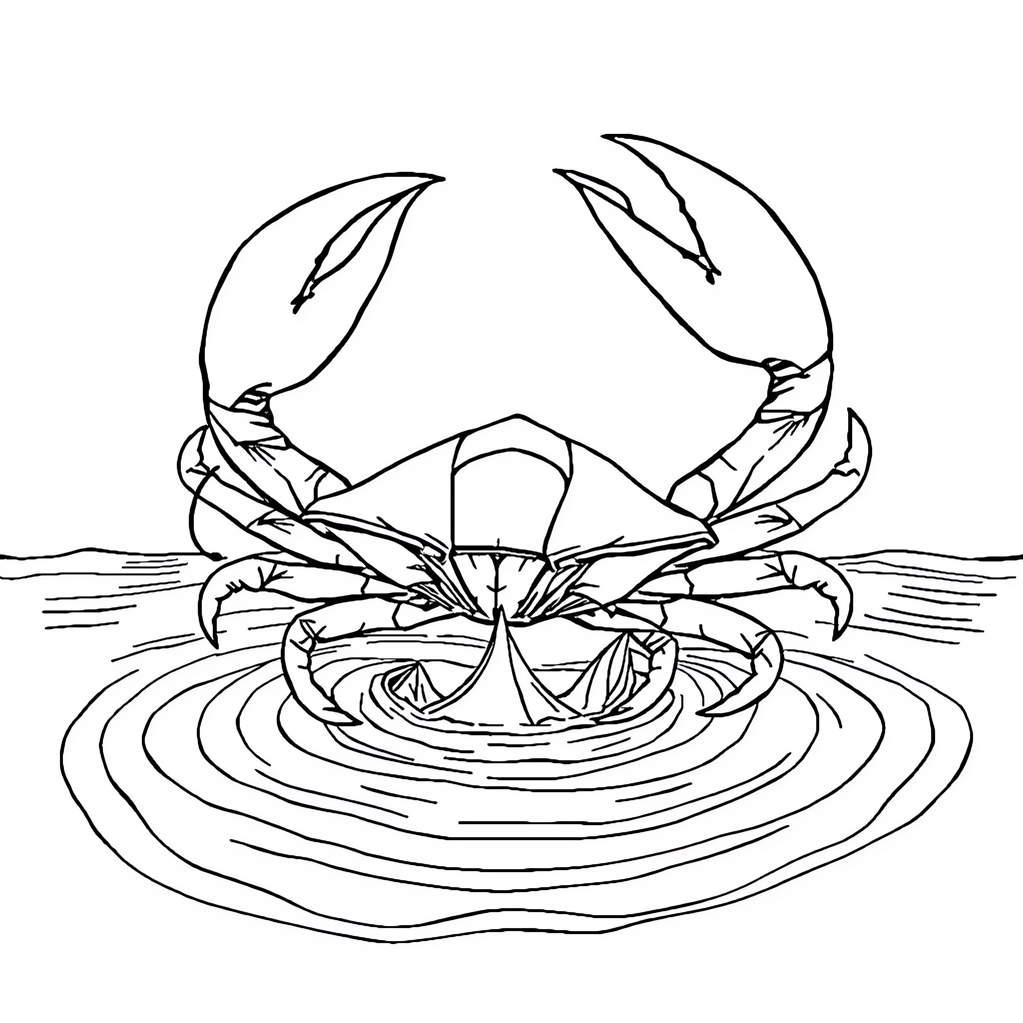 Cancer Swimming in Coastal Waters Coloring Page (free black-and-white line drawing printable PDF for all, from beginners to advanced learners, including children, teens, adults, and seniors)