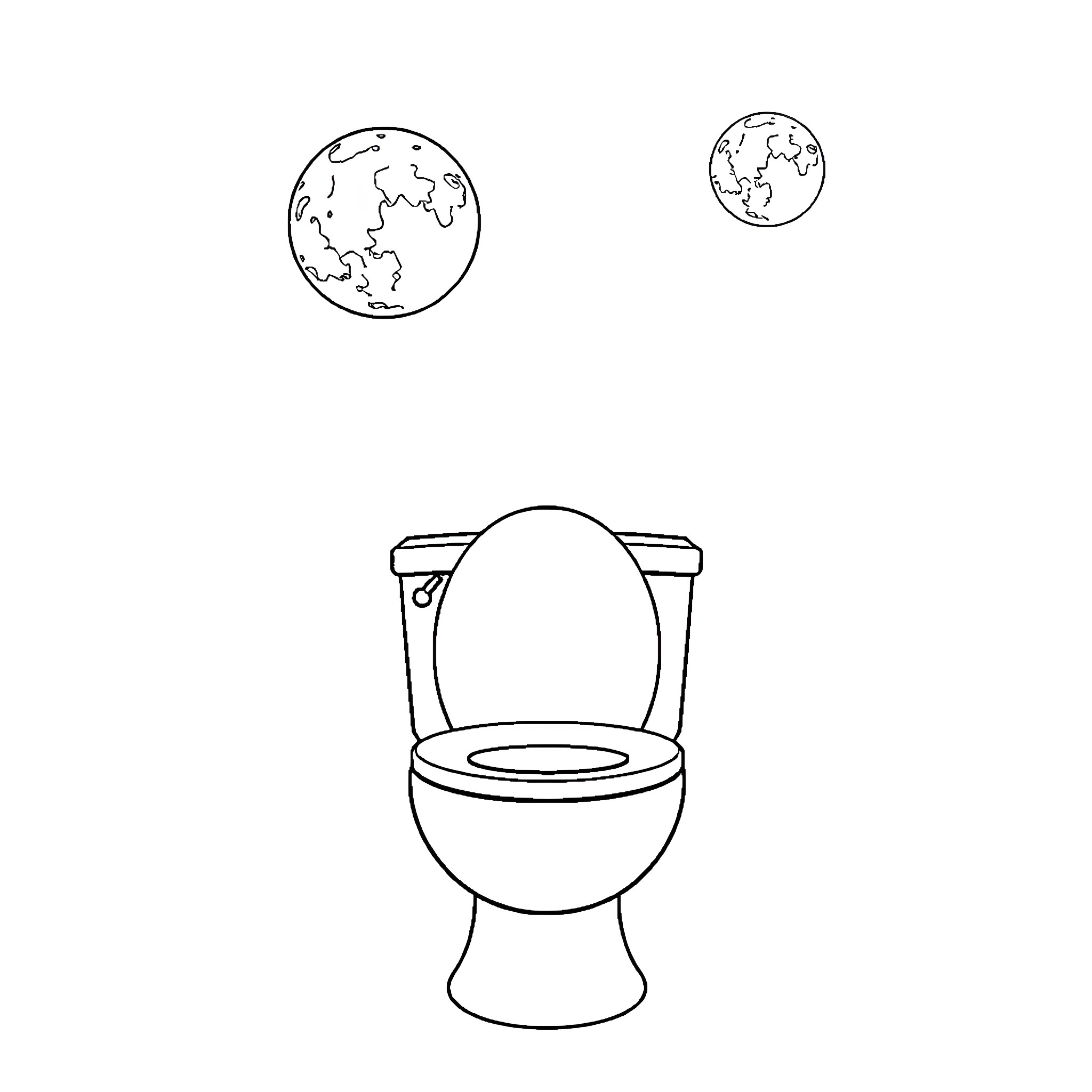 Moon-themed Bathroom Decor Coloring Page (free black-and-white line drawing printable PDF for all, from beginners to advanced learners, including children, teens, adults, and seniors)