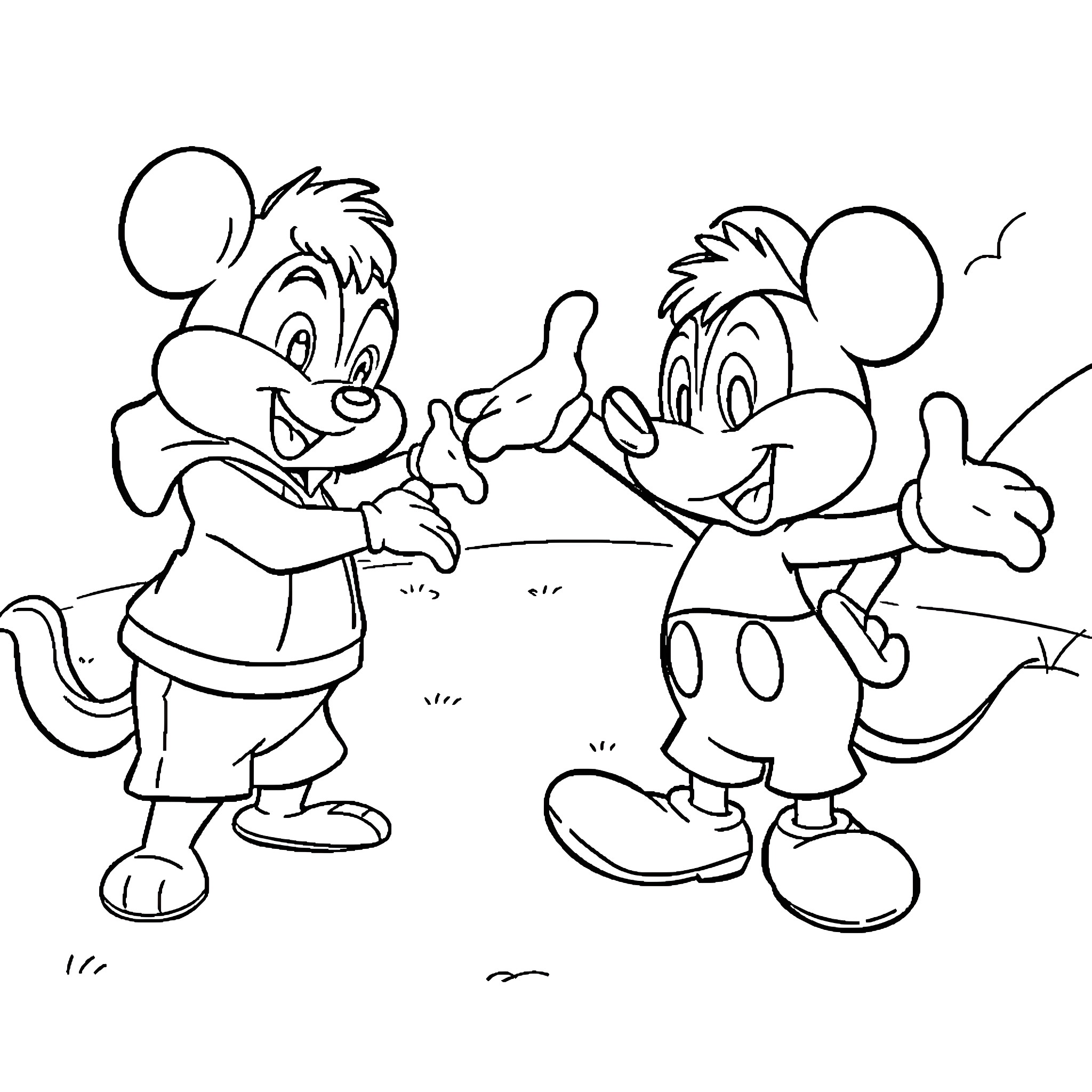 Chipmunk friends having a playful conversation Coloring Page (free black-and-white line drawing printable PDF for all, from beginners to advanced learners, including children, teens, adults, and seniors)