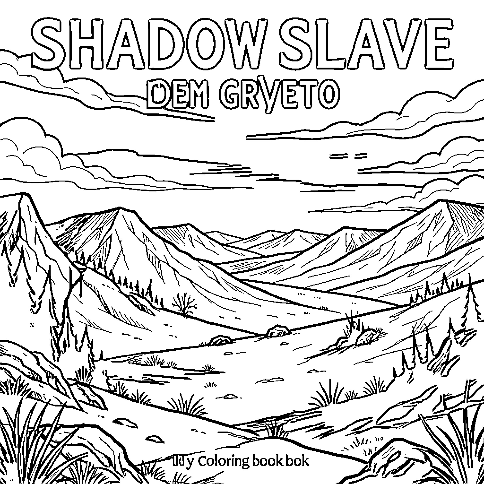Shadow Slave: Mystic Mountain Landscape Coloring Page (free black-and-white line drawing printable PDF for all, from beginners to advanced learners, including children, teens, adults, and seniors)