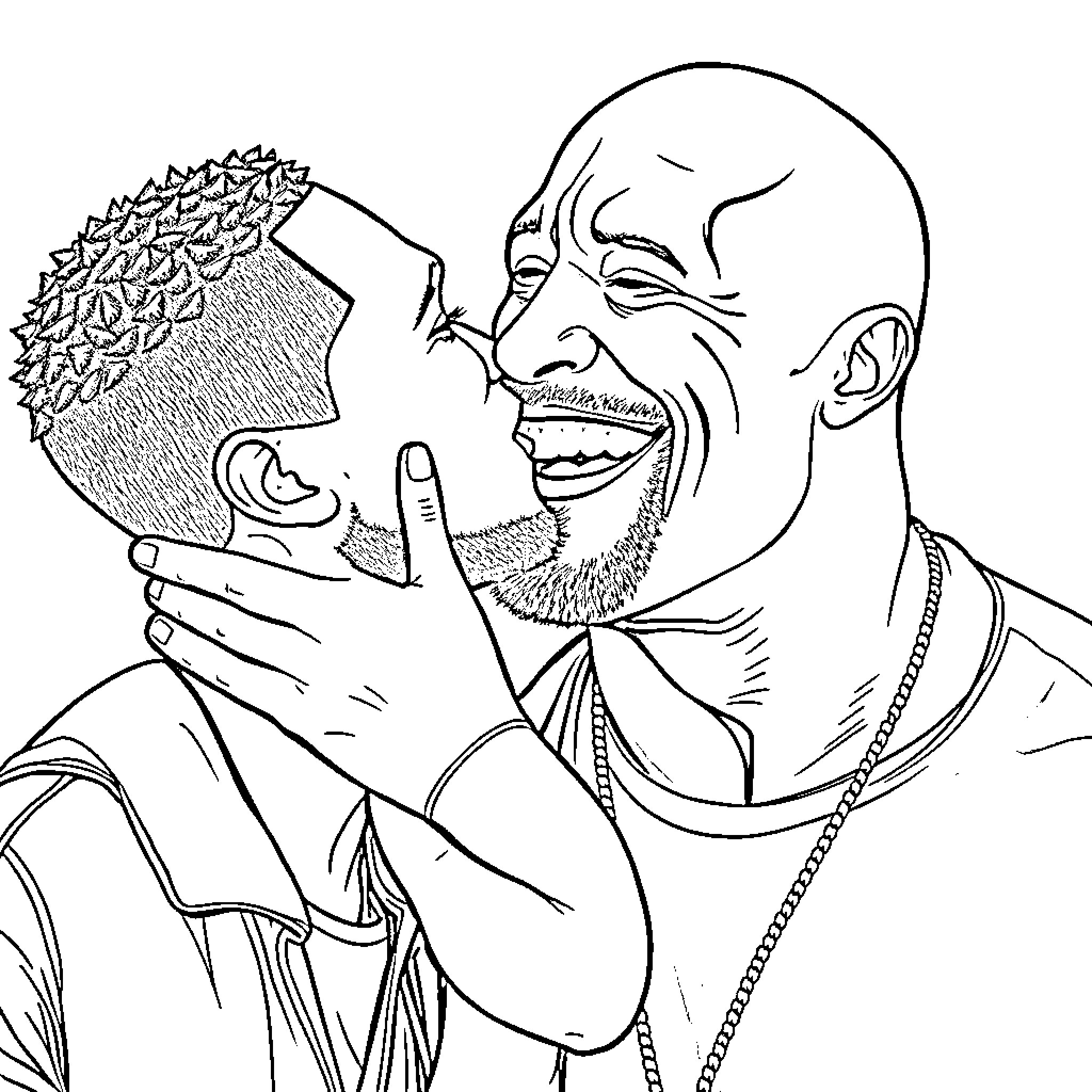 Kevin Hart laughing and gesturing with energy Coloring Page (free black-and-white line drawing printable PDF for all, from beginners to advanced learners, including children, teens, adults, and seniors)