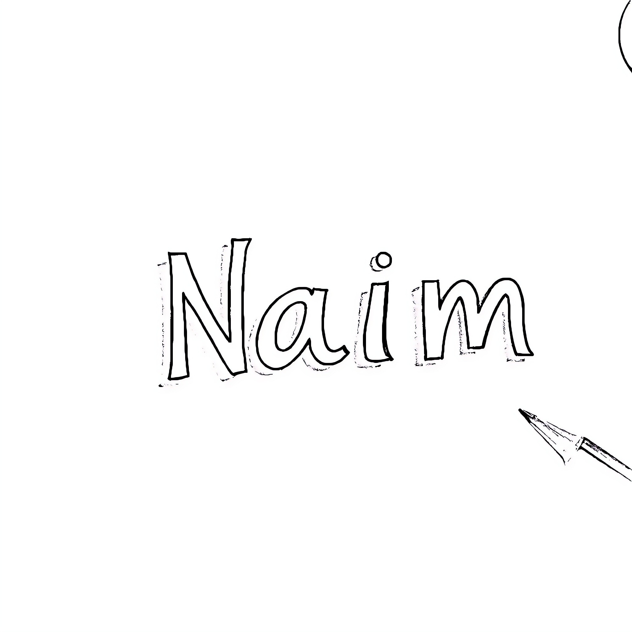 Shadow of Name Written with Pen Coloring Page (free black-and-white line drawing printable PDF for all, from beginners to advanced learners, including children, teens, adults, and seniors)