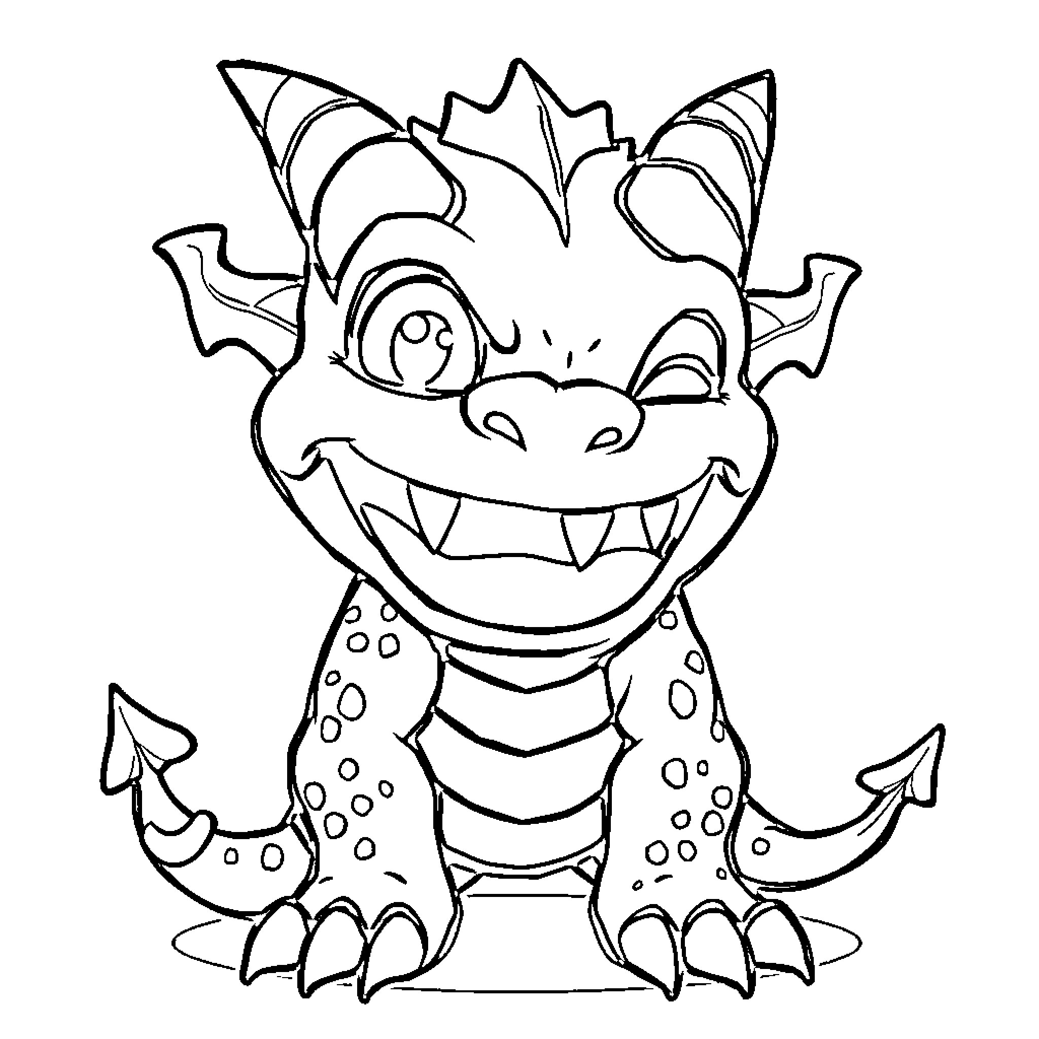 Demogorgon Creature with Spots and Fangs Coloring Page (free black-and-white line drawing printable PDF for all, from beginners to advanced learners, including children, teens, adults, and seniors)