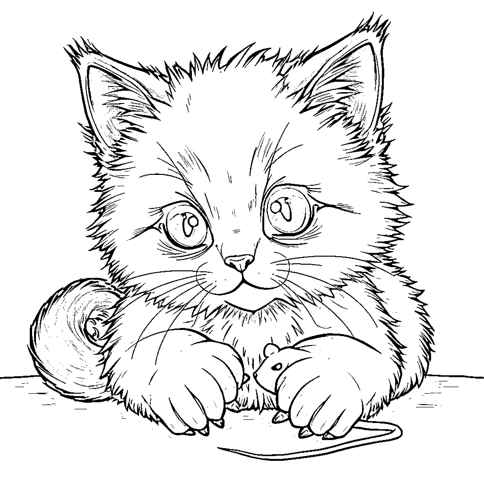 Ragdoll Cat Playfully Reaching for a Treat Coloring Page (free black-and-white line drawing printable PDF for all, from beginners to advanced learners, including children, teens, adults, and seniors)