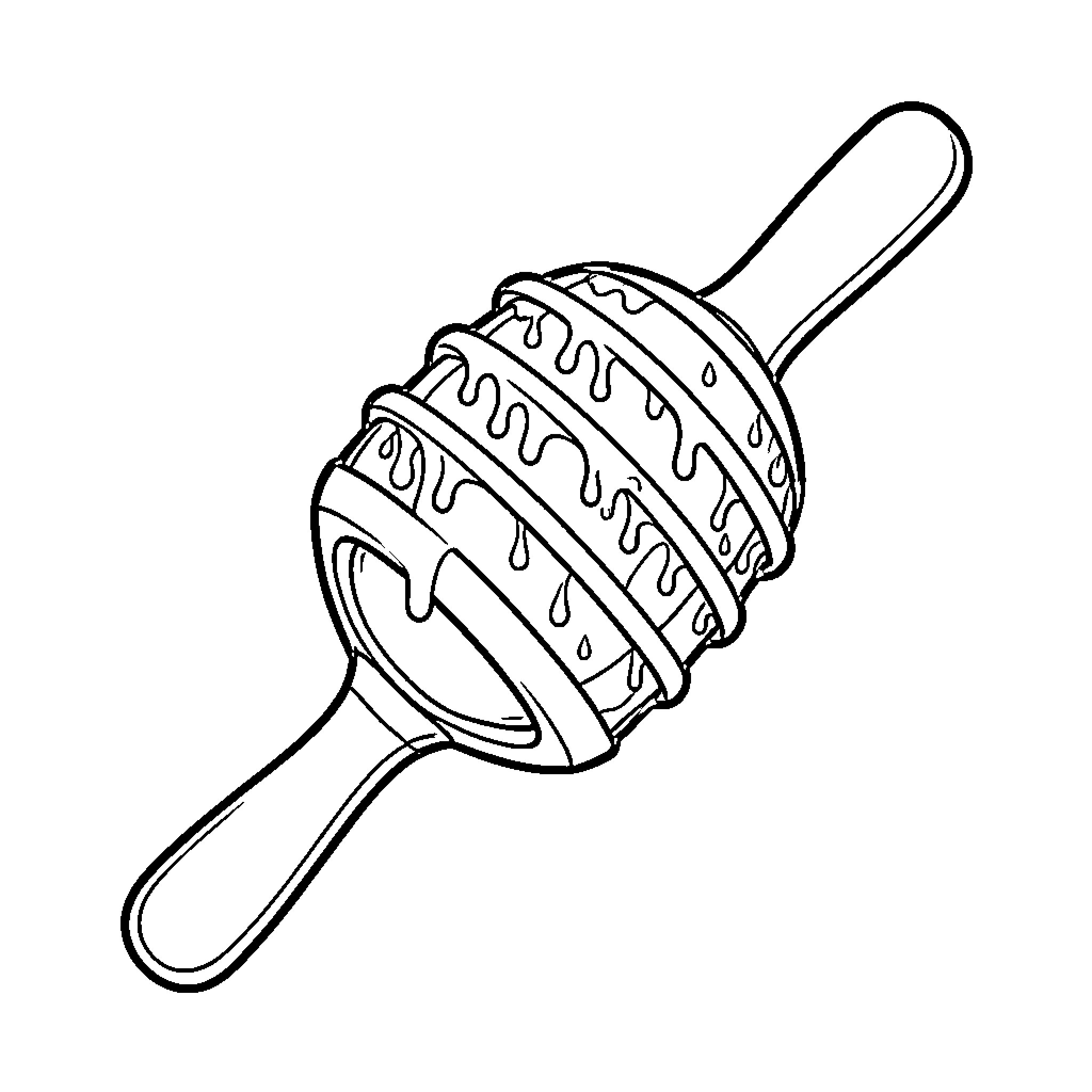 Rattle of syrup dripping from a honey dipper Coloring Page (free black-and-white line drawing printable PDF for all, from beginners to advanced learners, including children, teens, adults, and seniors)