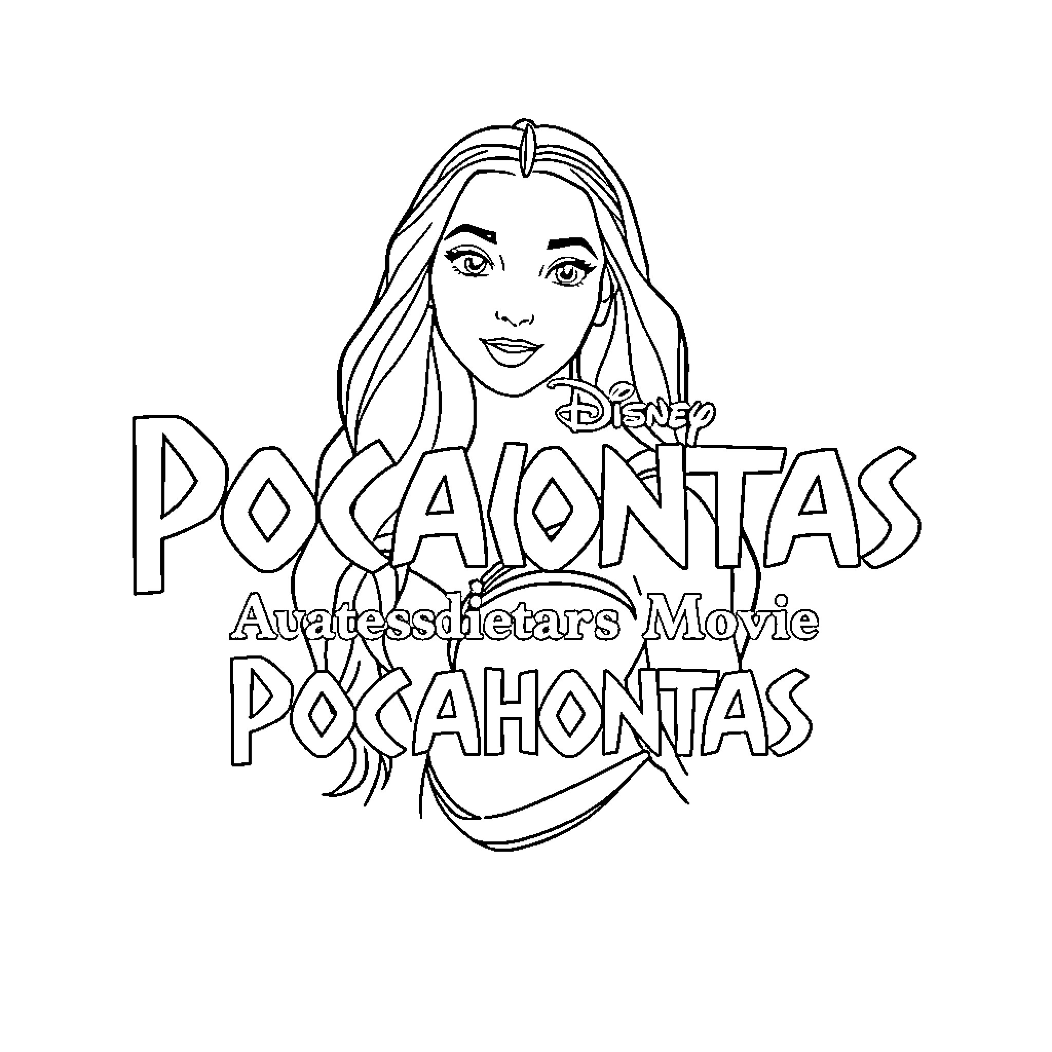 Pocahontas posing happily for a coloring page Coloring Page (free black-and-white line drawing printable PDF for all, from beginners to advanced learners, including children, teens, adults, and seniors)