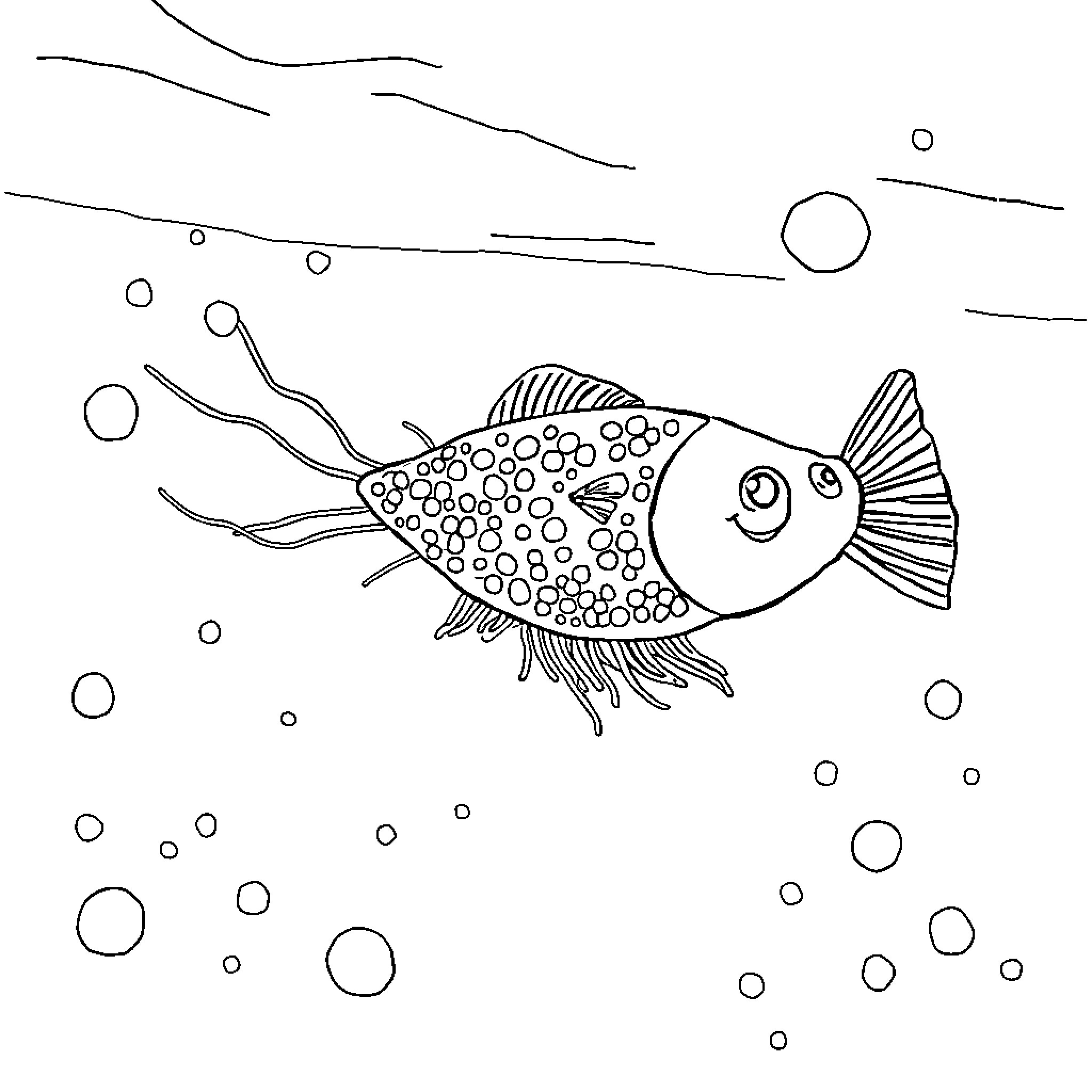 Phytoplankton swimming happily in the ocean Coloring Page (free black-and-white line drawing printable PDF for all, from beginners to advanced learners, including children, teens, adults, and seniors)