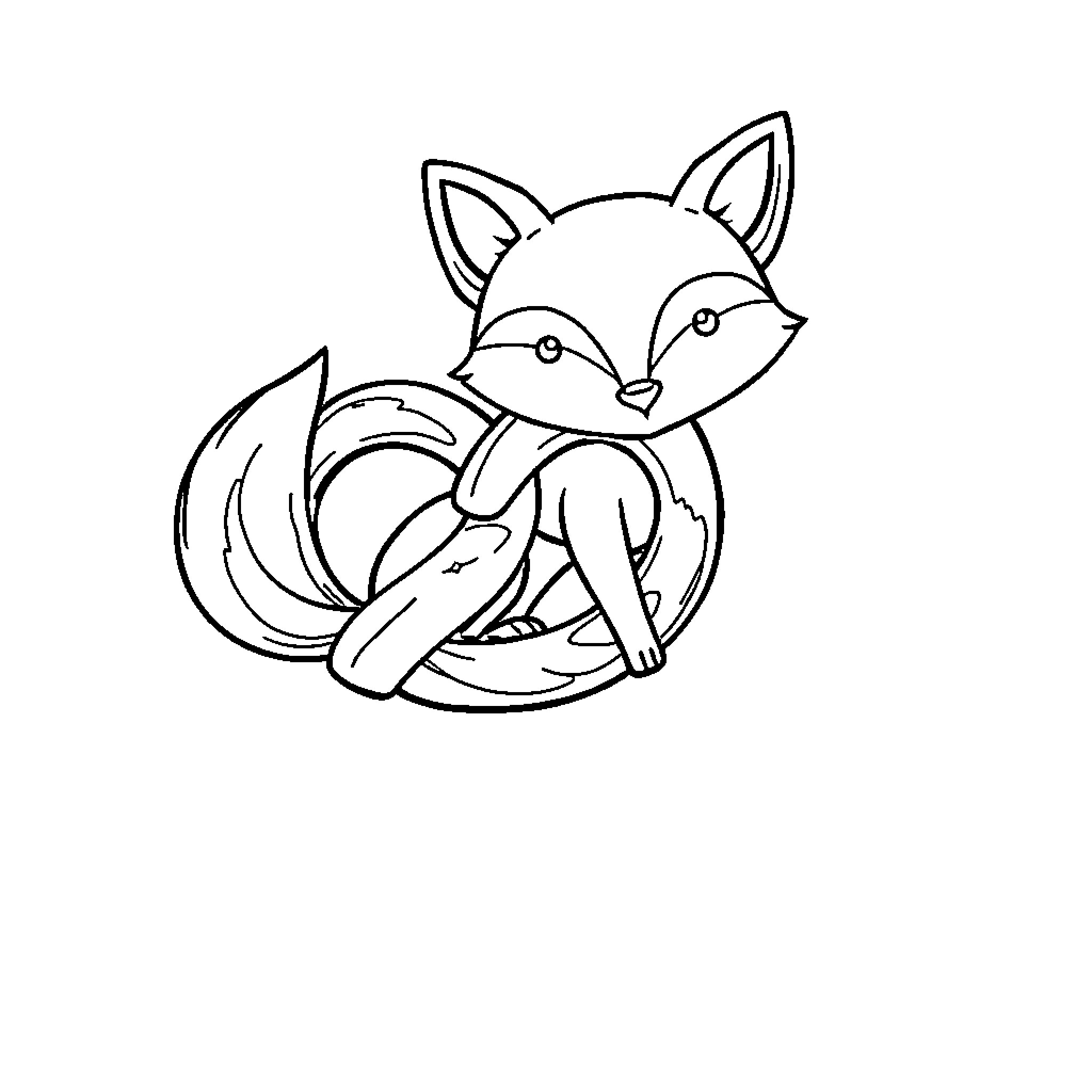 Fox resting on a cozy spot Coloring Page (free black-and-white line drawing printable PDF for all, from beginners to advanced learners, including children, teens, adults, and seniors)