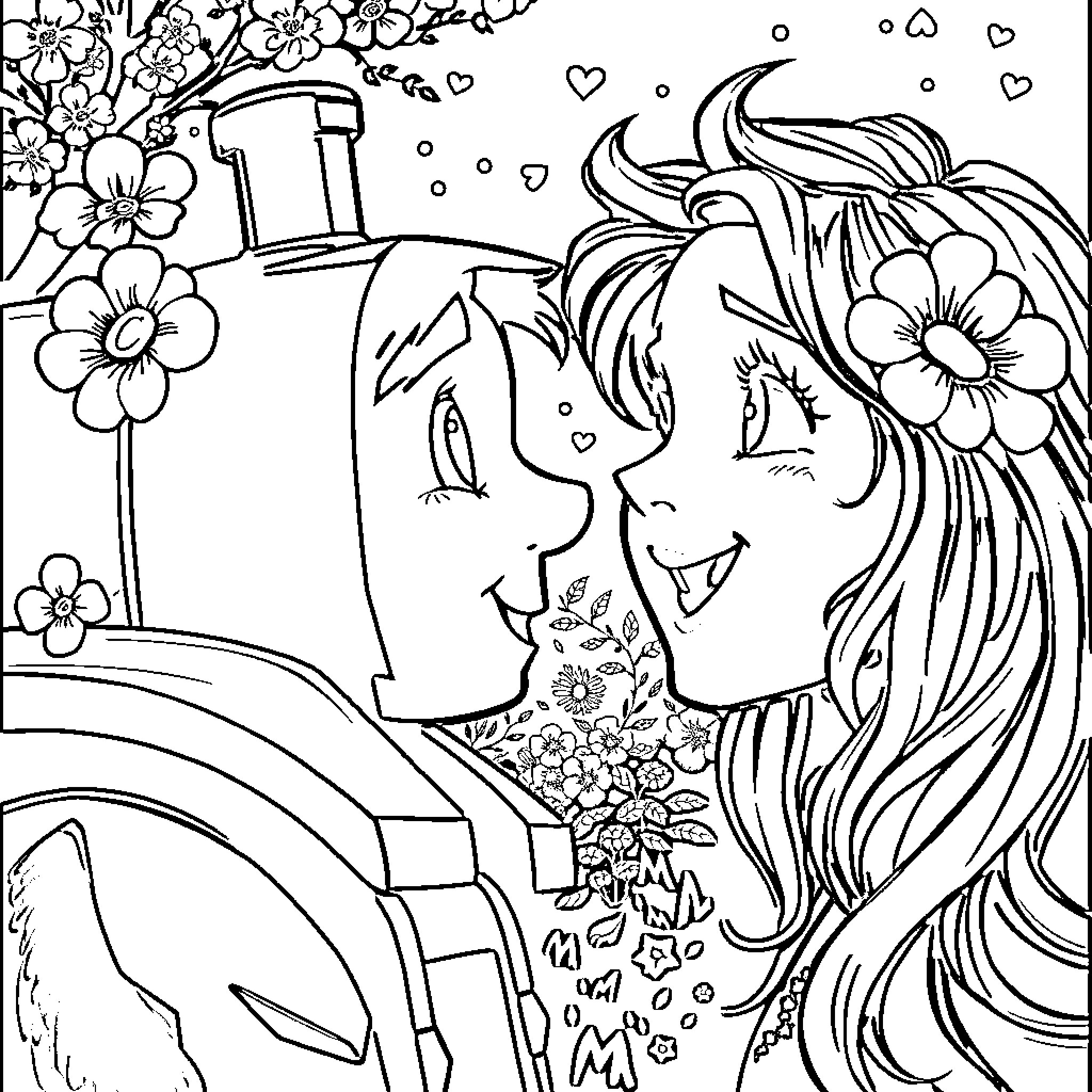 Thomas exploring the enchanting floral world Coloring Page (free black-and-white line drawing printable PDF for all, from beginners to advanced learners, including children, teens, adults, and seniors)