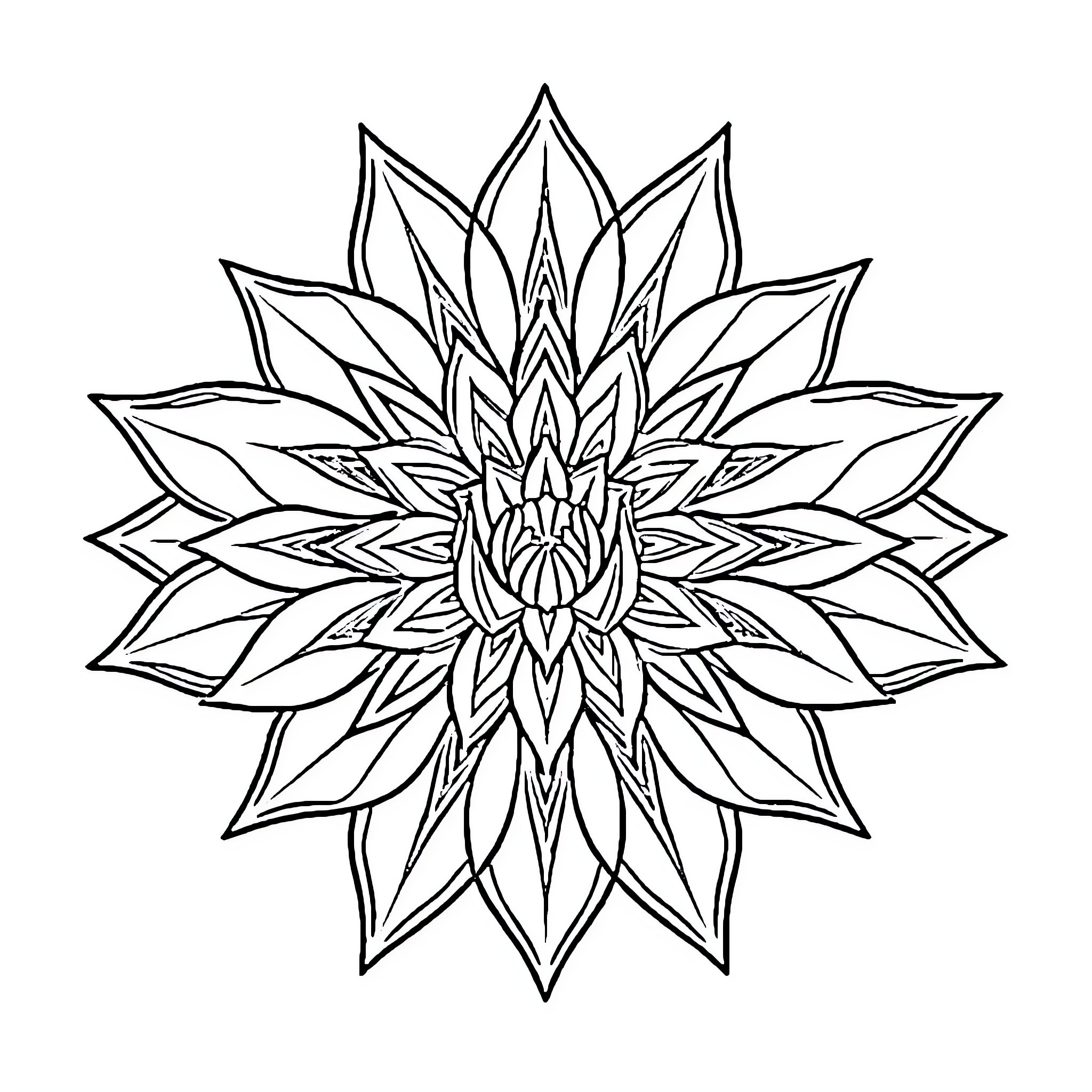 Mandala of Intricate Floral Patterns Coloring Page (free black-and-white line drawing printable PDF for all, from beginners to advanced learners, including children, teens, adults, and seniors)