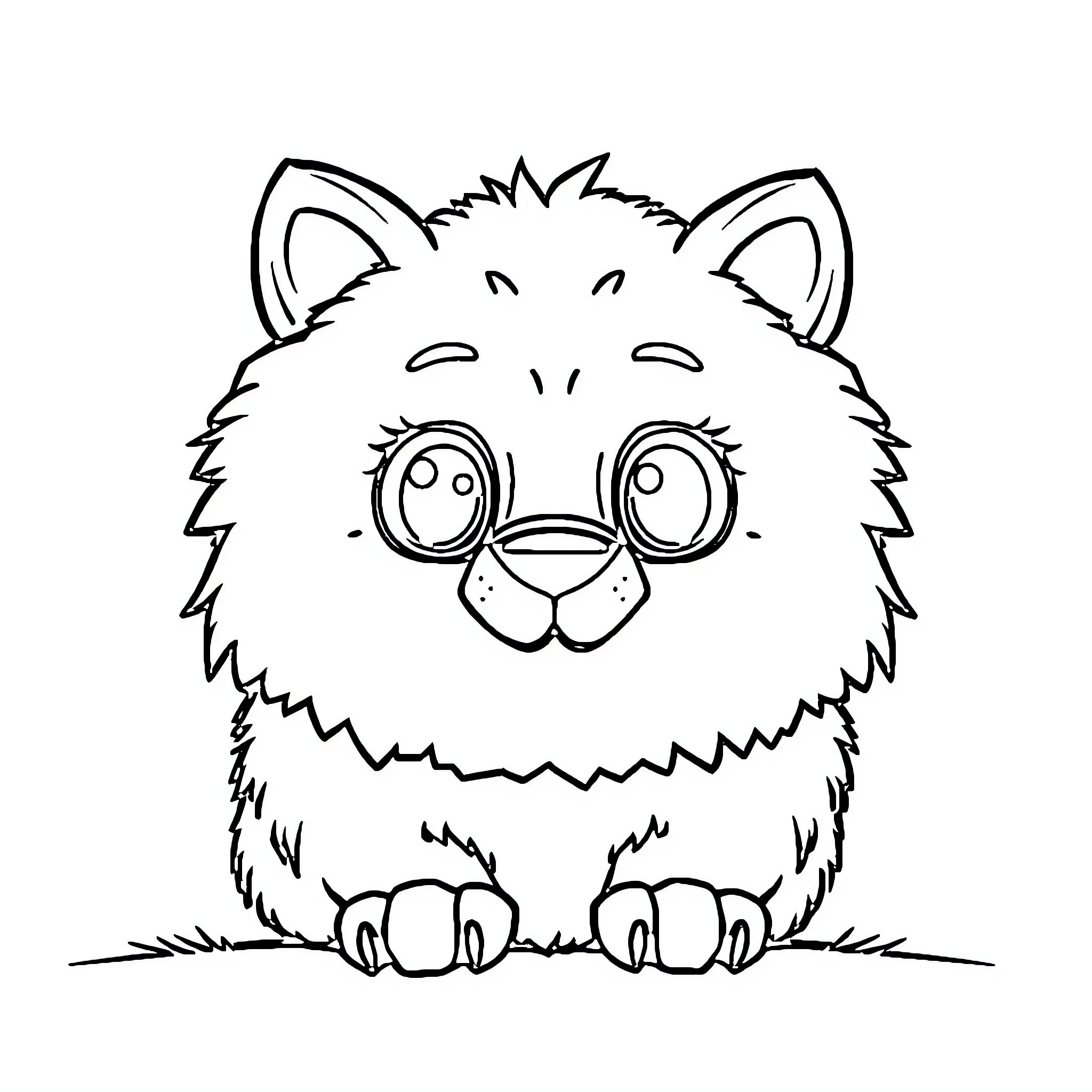 Oso the Fluffy Bear with Curious Expression Coloring Page (free black-and-white line drawing printable PDF for all, from beginners to advanced learners, including children, teens, adults, and seniors)