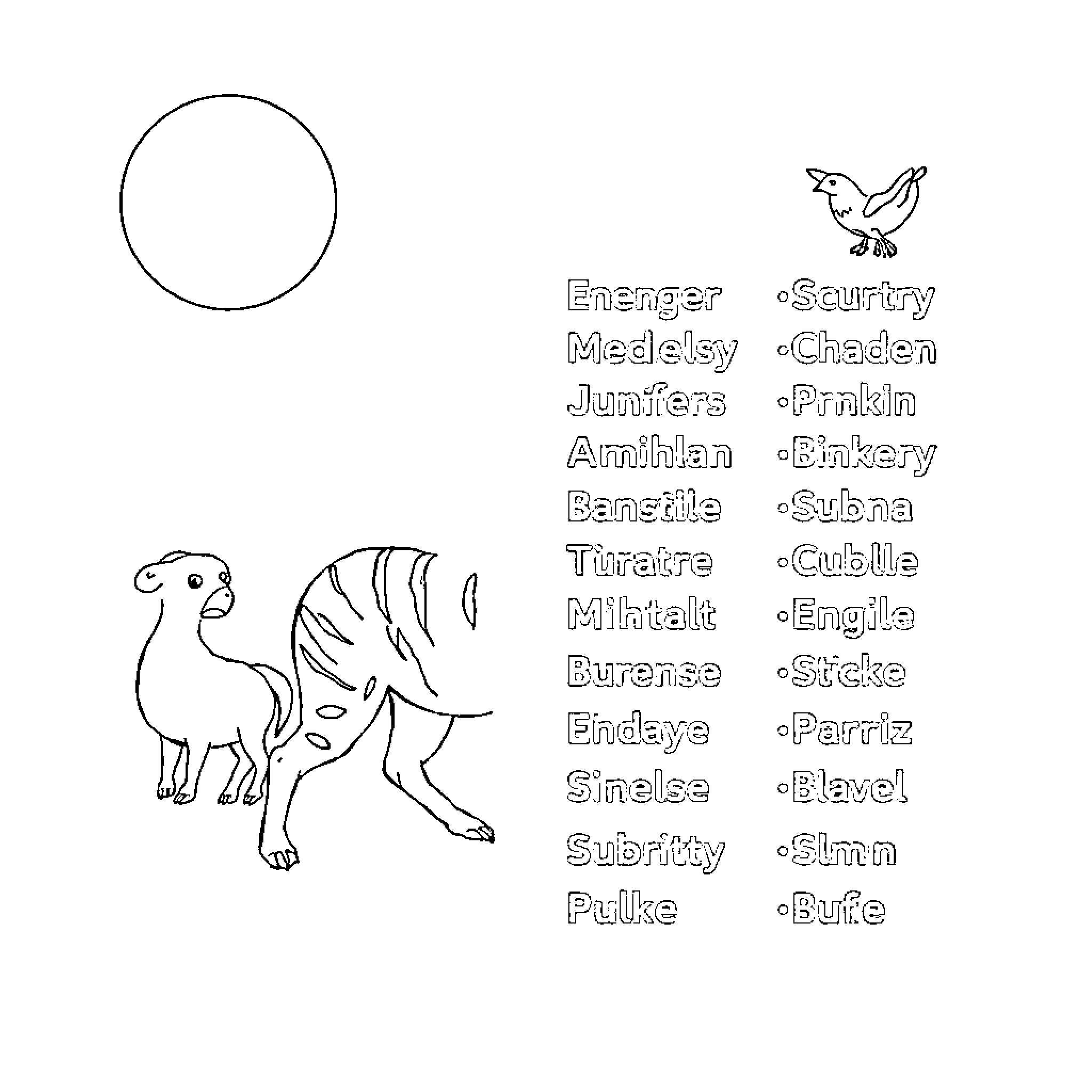 Animal Illustrated Fantasy Creatures Coloring Page (free black-and-white line drawing printable PDF for all, from beginners to advanced learners, including children, teens, adults, and seniors)
