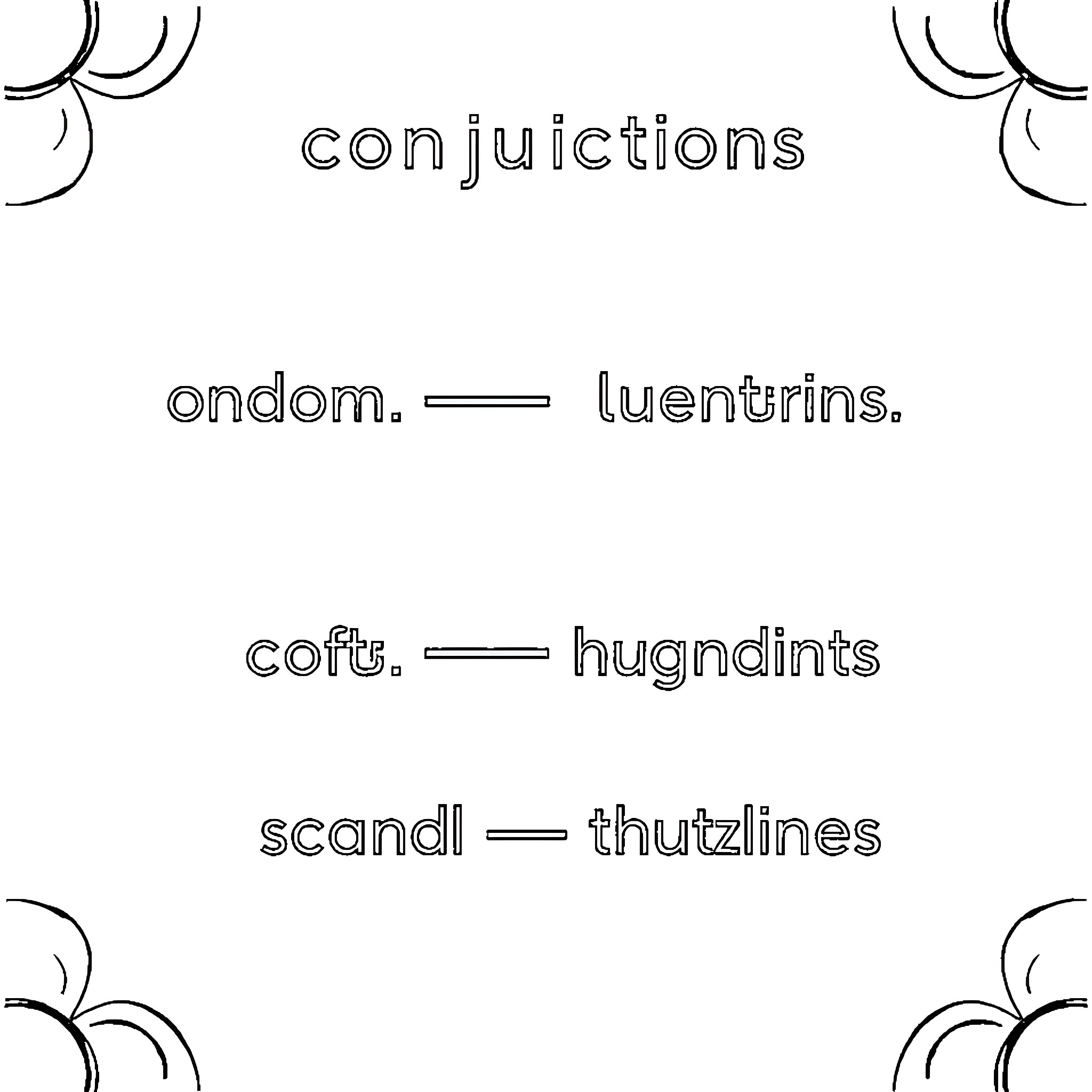 Conjunction of whimsical expressions and forms Coloring Page (free black-and-white line drawing printable PDF for all, from beginners to advanced learners, including children, teens, adults, and seniors)