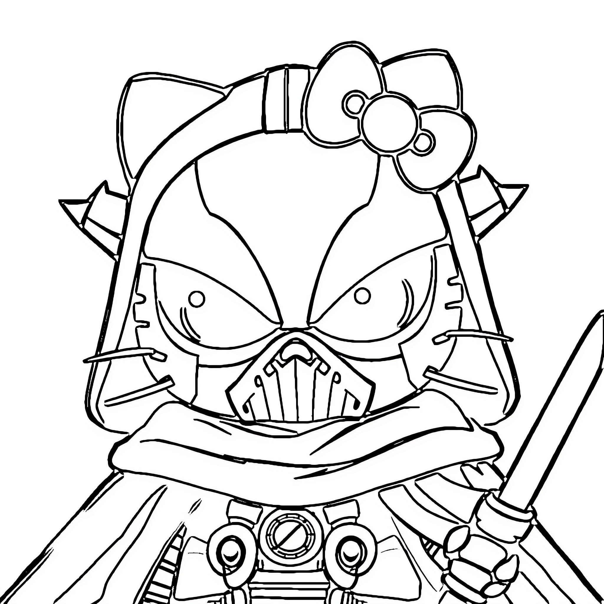 General Grievous in Mechanical Menace Pose Coloring Page (free black-and-white line drawing printable PDF for all, from beginners to advanced learners, including children, teens, adults, and seniors)