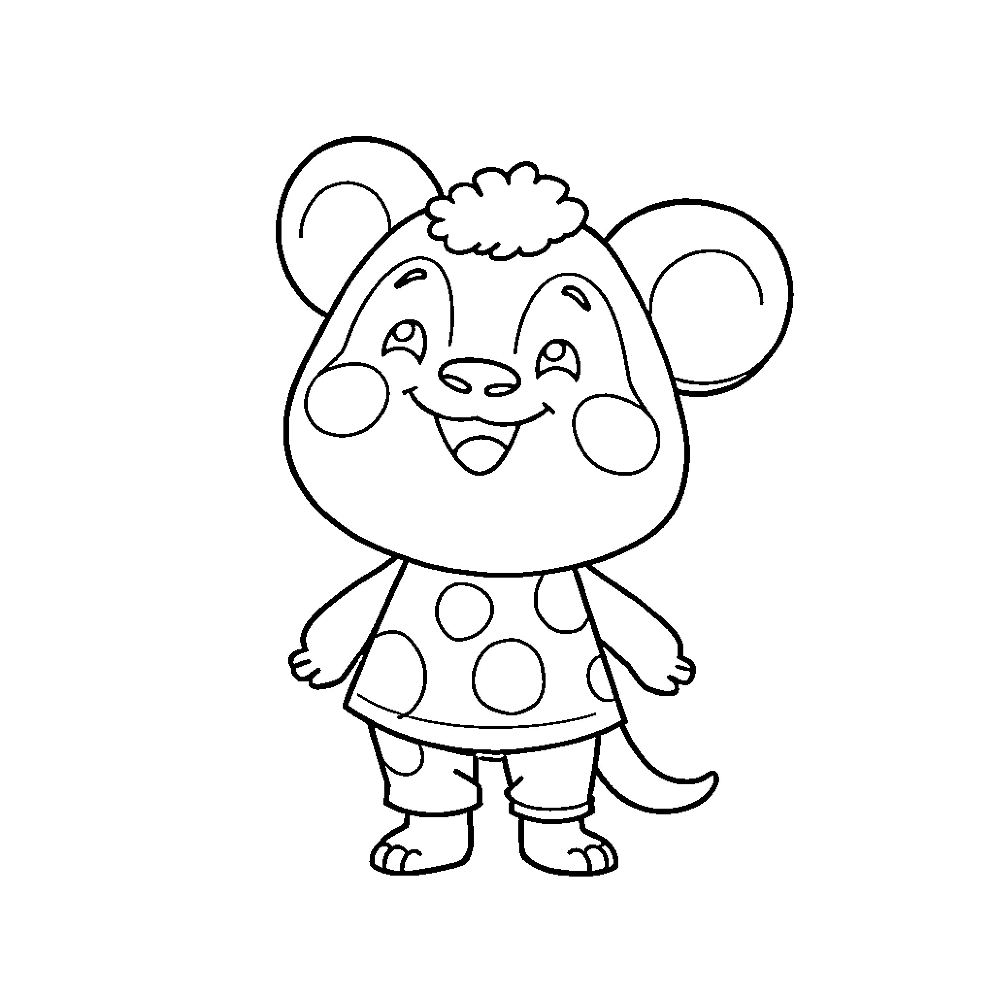 Labubu the Cheerful Cartoon Character Coloring Page (free black-and-white line drawing printable PDF for all, from beginners to advanced learners, including children, teens, adults, and seniors)
