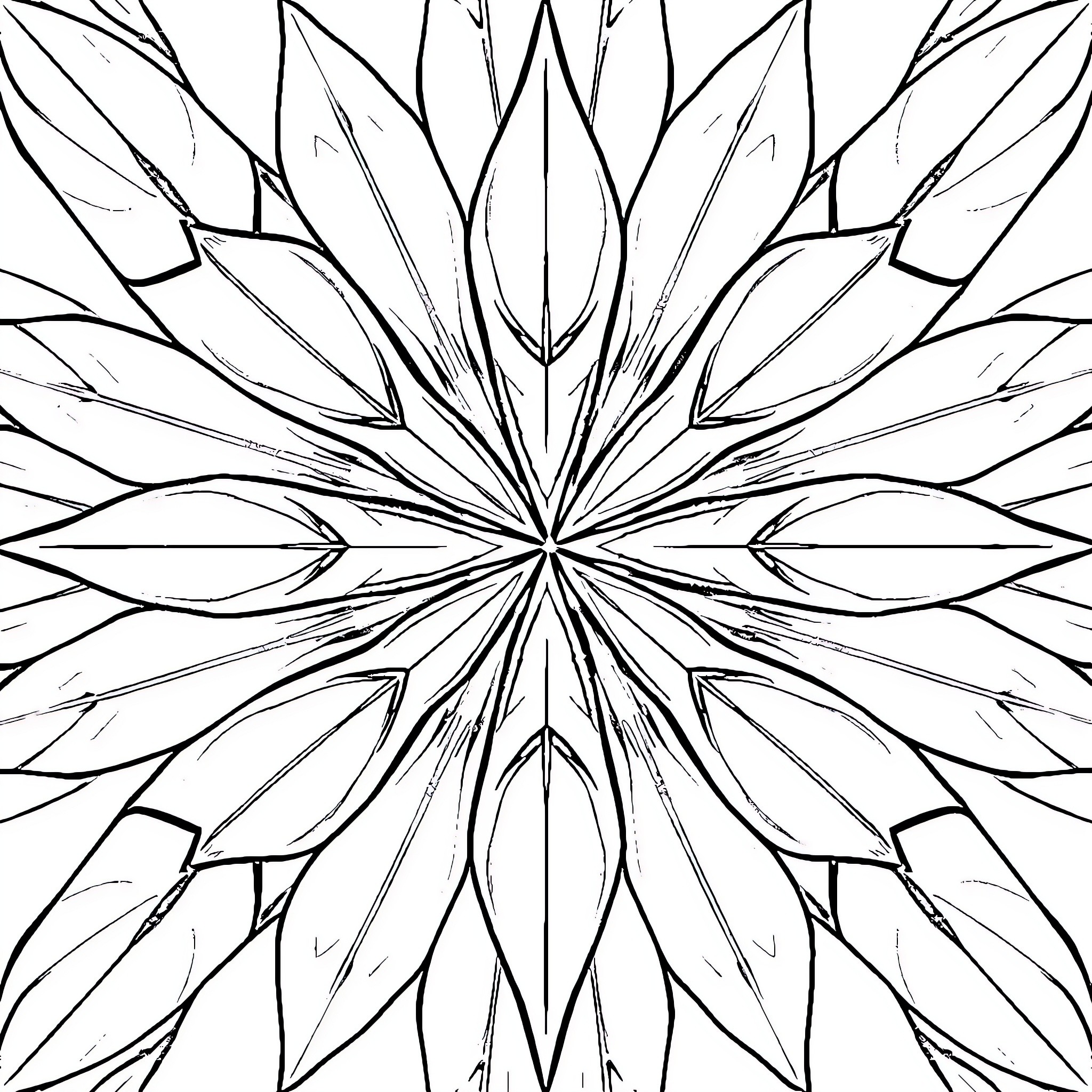 Palm Leaf Mandala Pattern Coloring Page (free black-and-white line drawing printable PDF for all, from beginners to advanced learners, including children, teens, adults, and seniors)