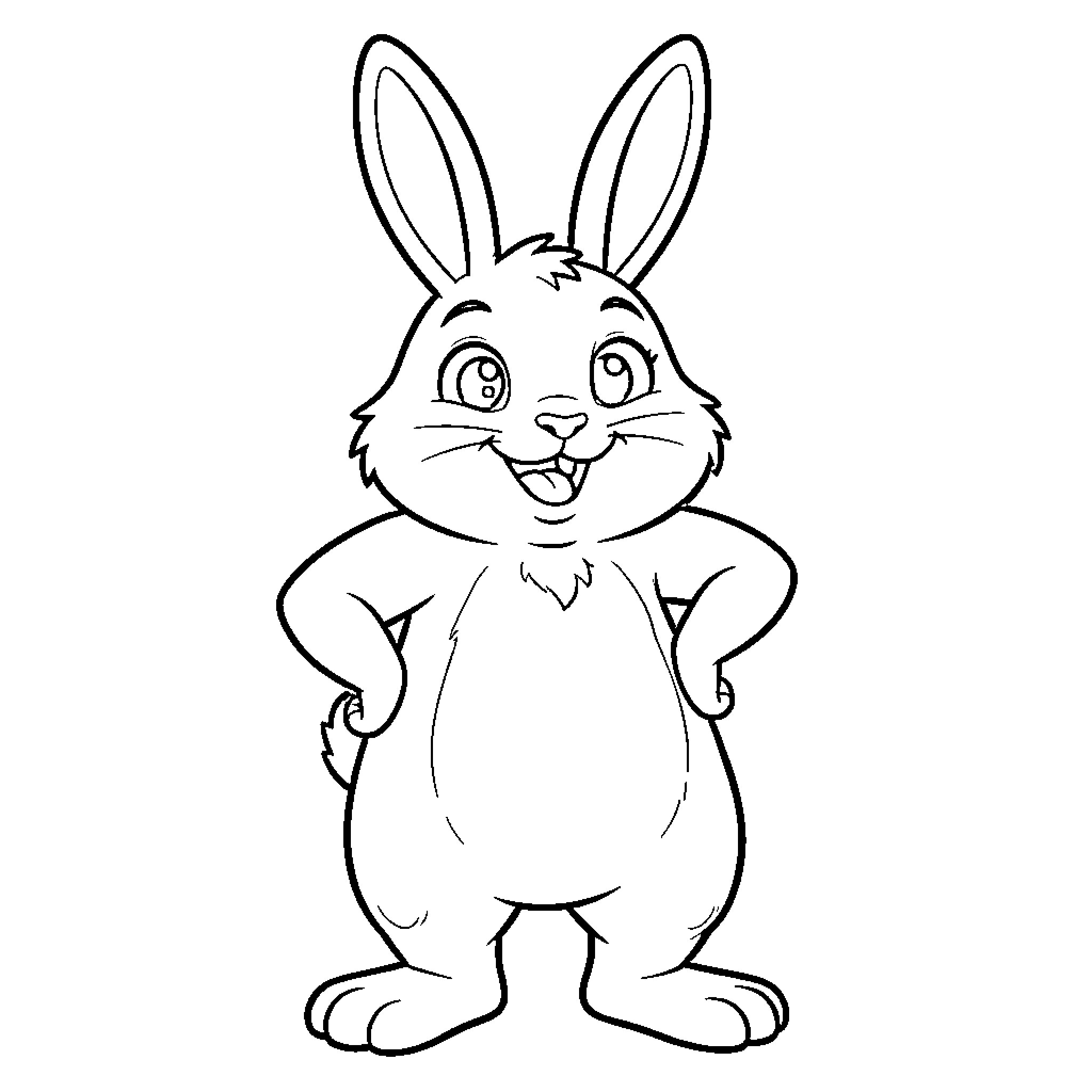 Big Chungus standing confidently with hands on hips Coloring Page (free black-and-white line drawing printable PDF for all, from beginners to advanced learners, including children, teens, adults, and seniors)