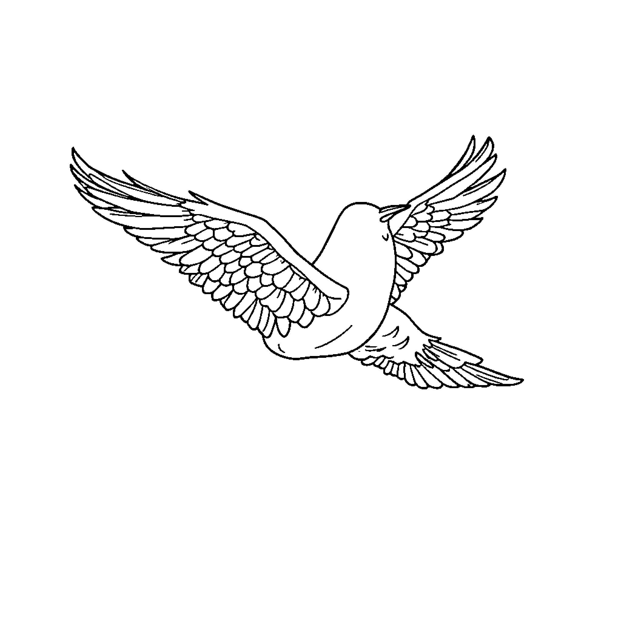 Bus with flying dove illustration Coloring Page (free black-and-white line drawing printable PDF for all, from beginners to advanced learners, including children, teens, adults, and seniors)