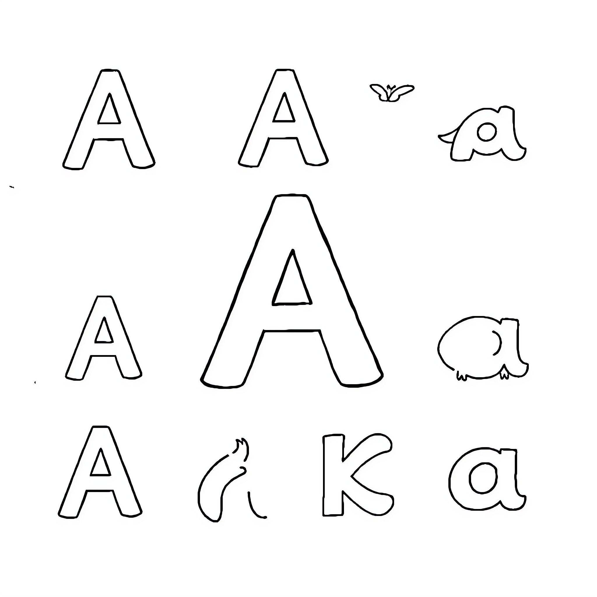 Variety of simple alphabetic symbols and shapes Coloring Page (free black-and-white line drawing printable PDF for all, from beginners to advanced learners, including children, teens, adults, and seniors)