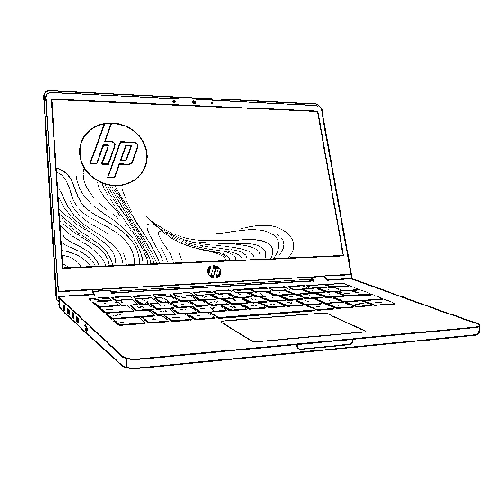Chromebook with stylized laptop design Coloring Page (free black-and-white line drawing printable PDF for all, from beginners to advanced learners, including children, teens, adults, and seniors)