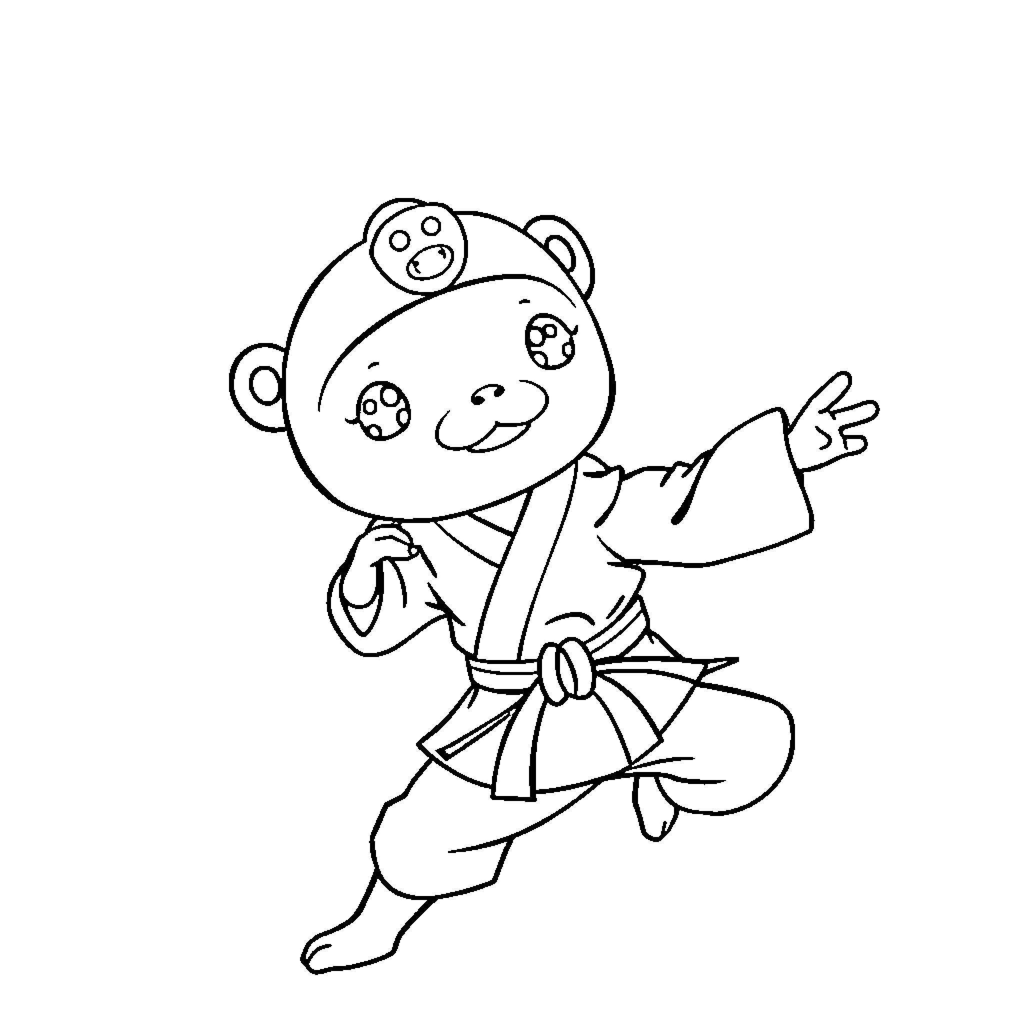 Peso practicing martial arts moves Coloring Page (free black-and-white line drawing printable PDF for all, from beginners to advanced learners, including children, teens, adults, and seniors)