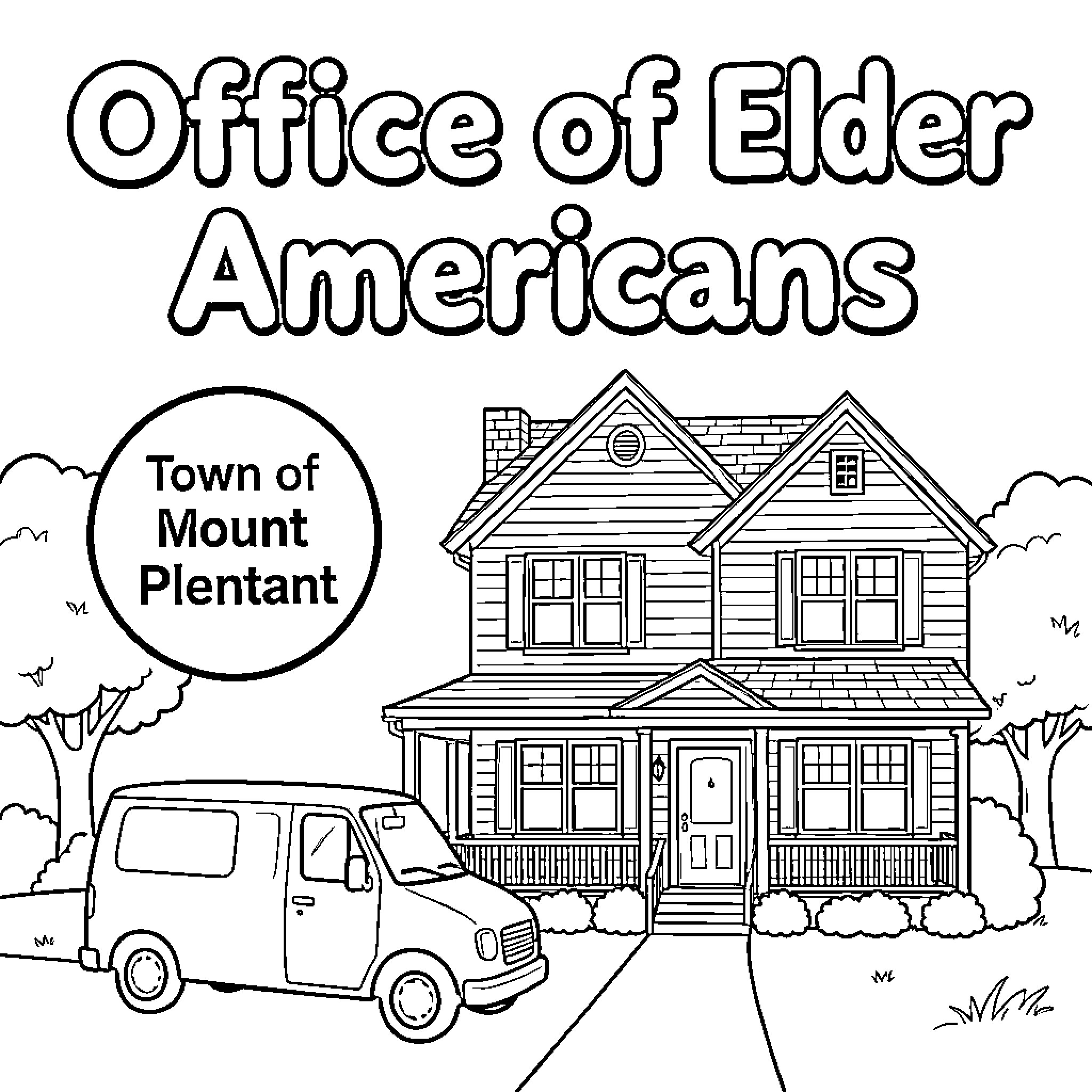 Office of Elder Americans in the Town of Mount Plentant Coloring Page (free black-and-white line drawing printable PDF for all, from beginners to advanced learners, including children, teens, adults, and seniors)