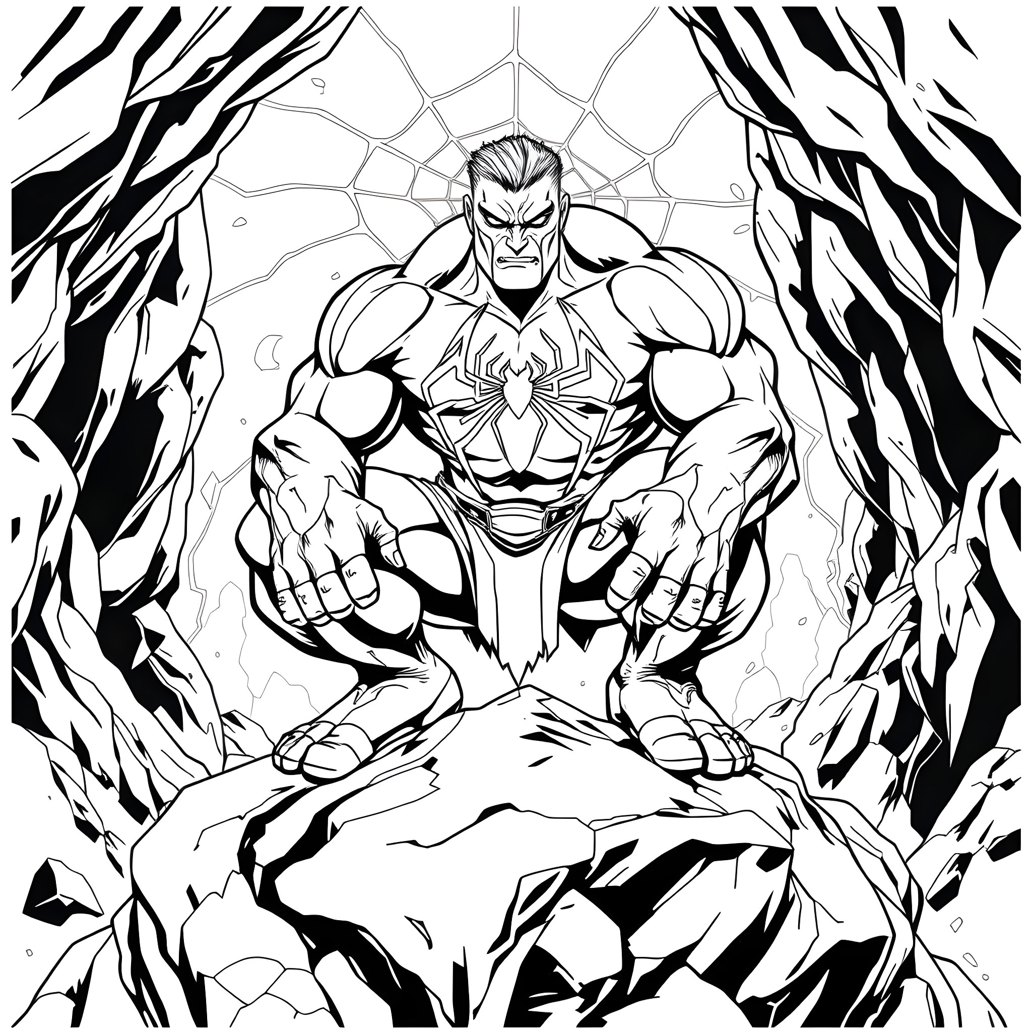 Venom Unleashed: A Sinister Transformation Coloring Page (free black-and-white line drawing printable PDF for all, from beginners to advanced learners, including children, teens, adults, and seniors)