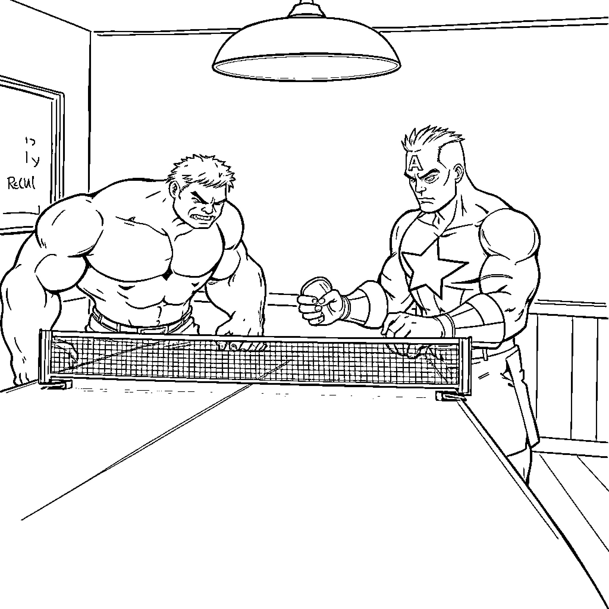 Captain America Faces Off Against Hulk in Intense Showdown Coloring Page (free black-and-white line drawing printable PDF for all, from beginners to advanced learners, including children, teens, adults, and seniors)