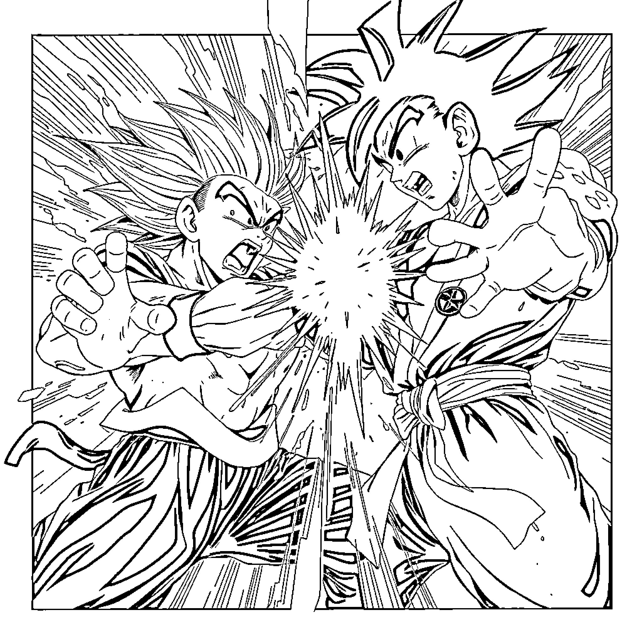 Gojo's Powerful Clash of Energy Coloring Page (free black-and-white line drawing printable PDF for all, from beginners to advanced learners, including children, teens, adults, and seniors)