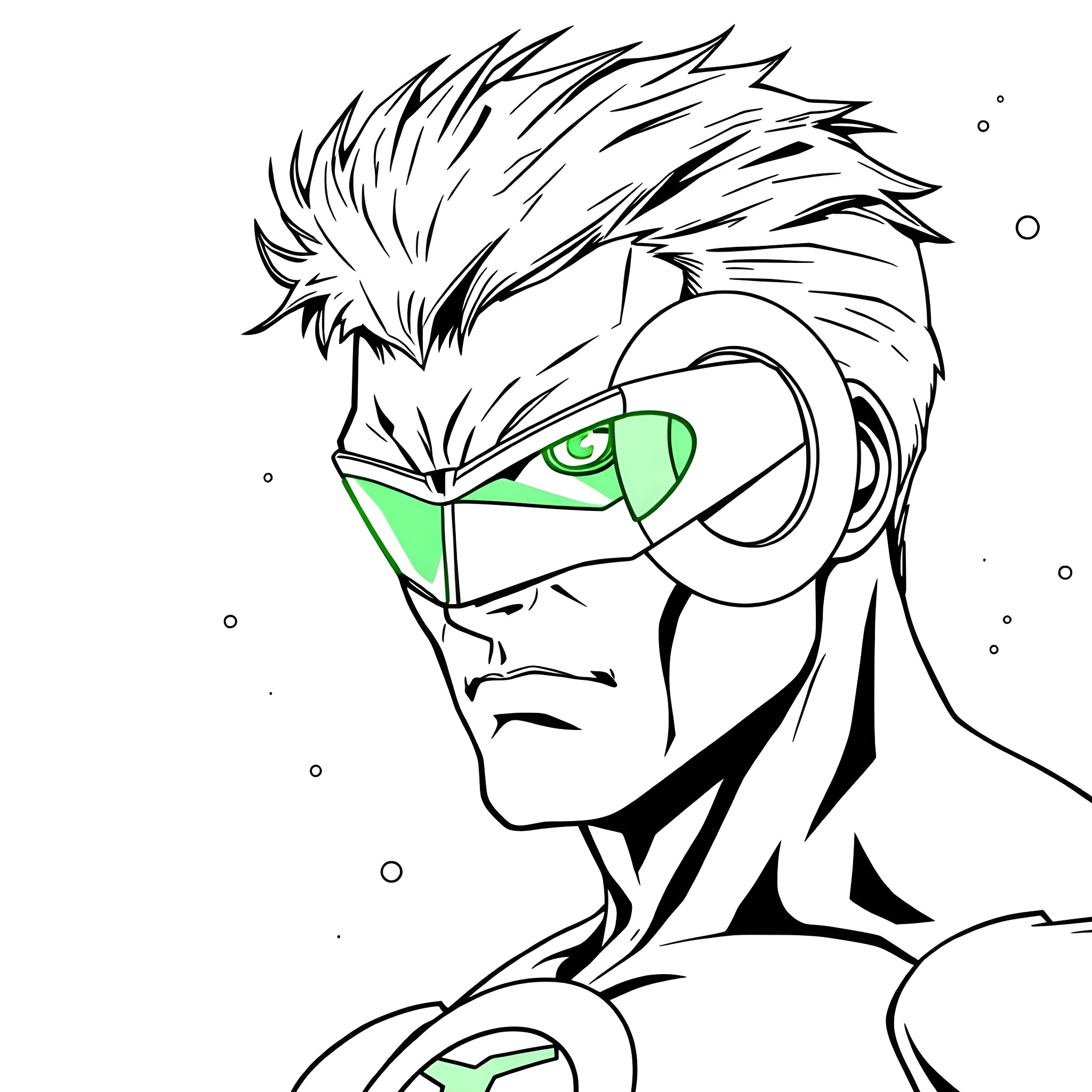 Cyclops hero with futuristic visor and determined expression Coloring Page (free black-and-white line drawing printable PDF for all, from beginners to advanced learners, including children, teens, adults, and seniors)