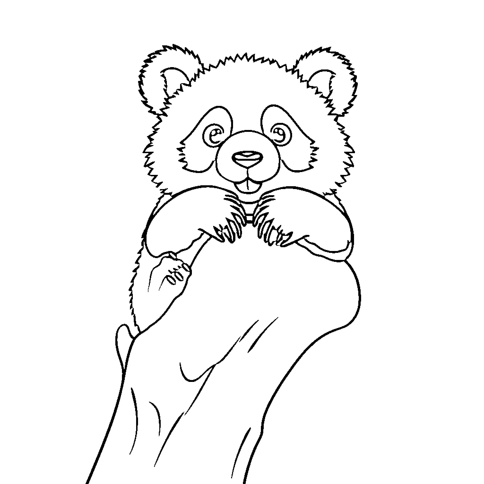 Panda hugging itself with joy Coloring Page (free black-and-white line drawing printable PDF for all, from beginners to advanced learners, including children, teens, adults, and seniors)