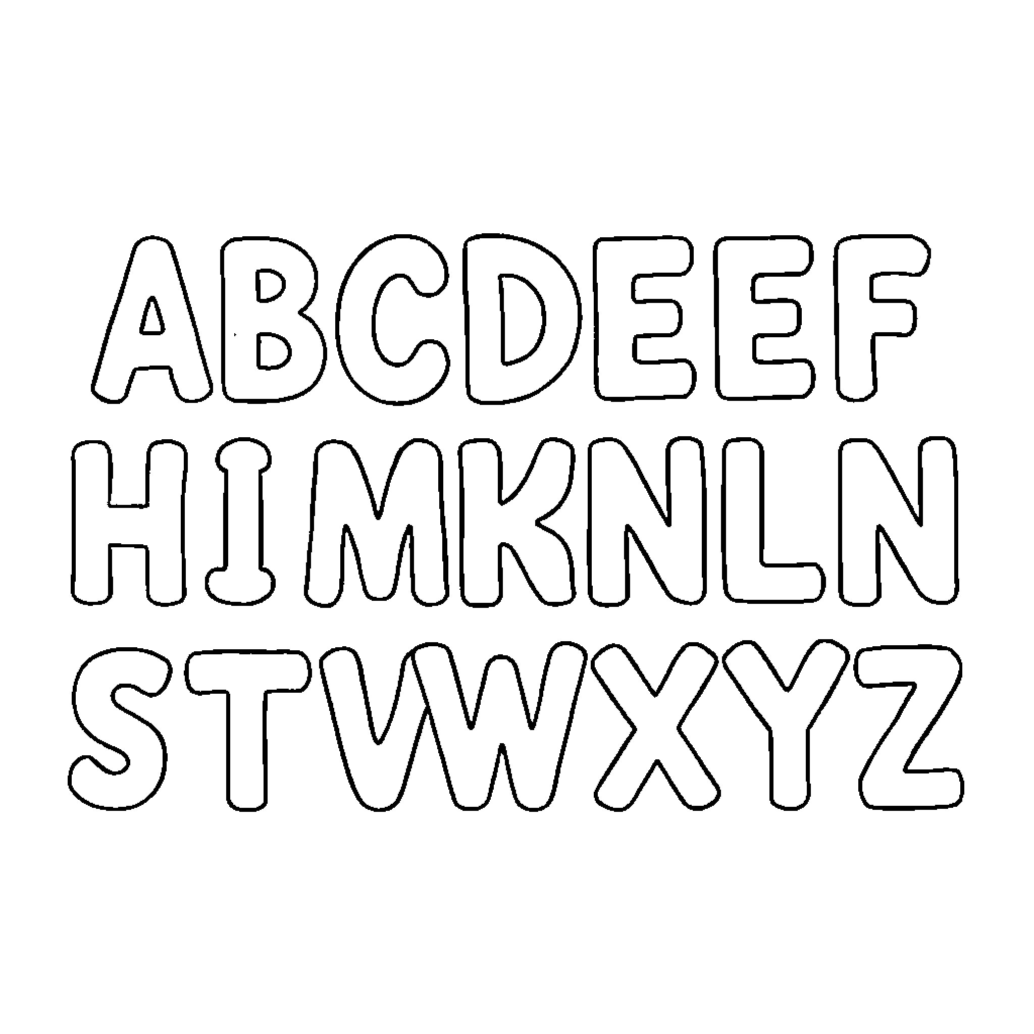 Alphabet letters in outline style Coloring Page (free black-and-white line drawing printable PDF for all, from beginners to advanced learners, including children, teens, adults, and seniors)