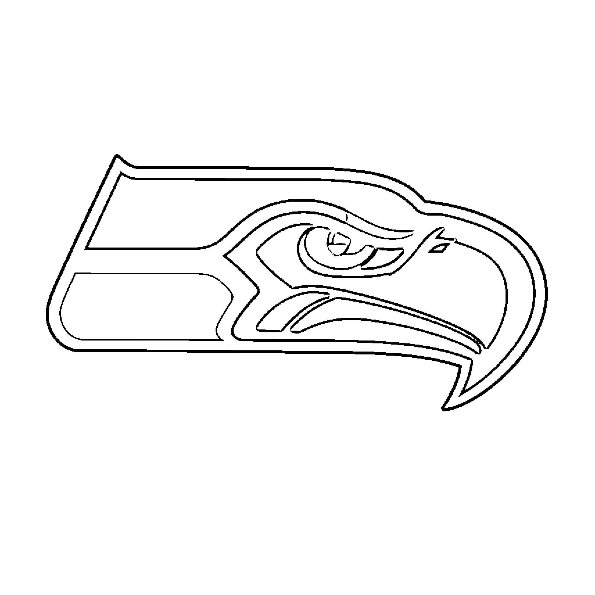 Seahawks logo in line art Coloring Page (free black-and-white line drawing printable PDF for all, from beginners to advanced learners, including children, teens, adults, and seniors)